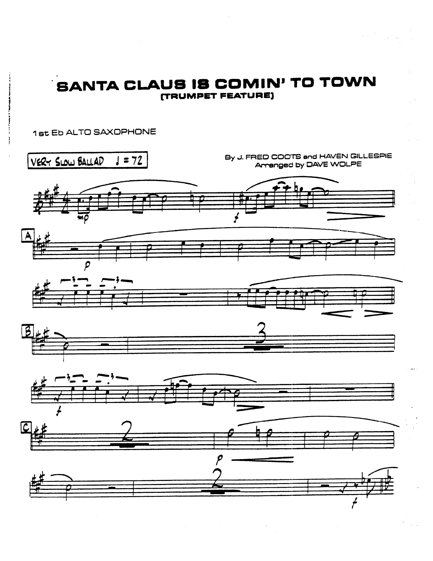 Santa Claus Is Coming To Town (D.Wolpe) — sheet music preview