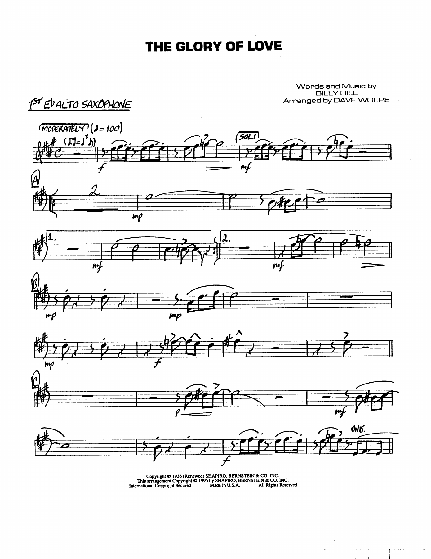 The Glory Of Love — sheet music preview