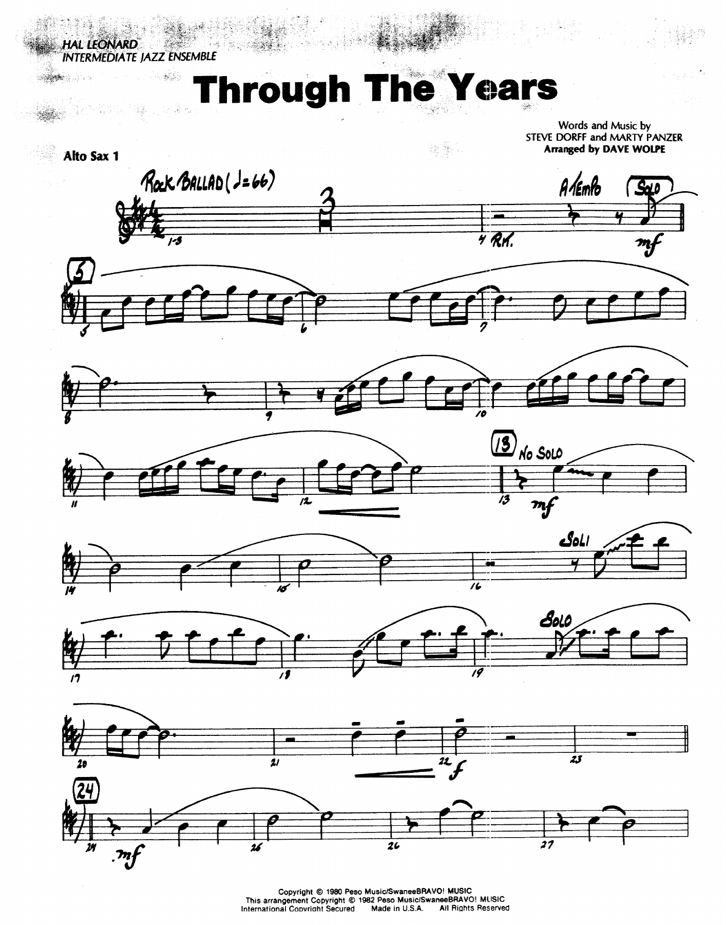 Through The Years — sheet music preview