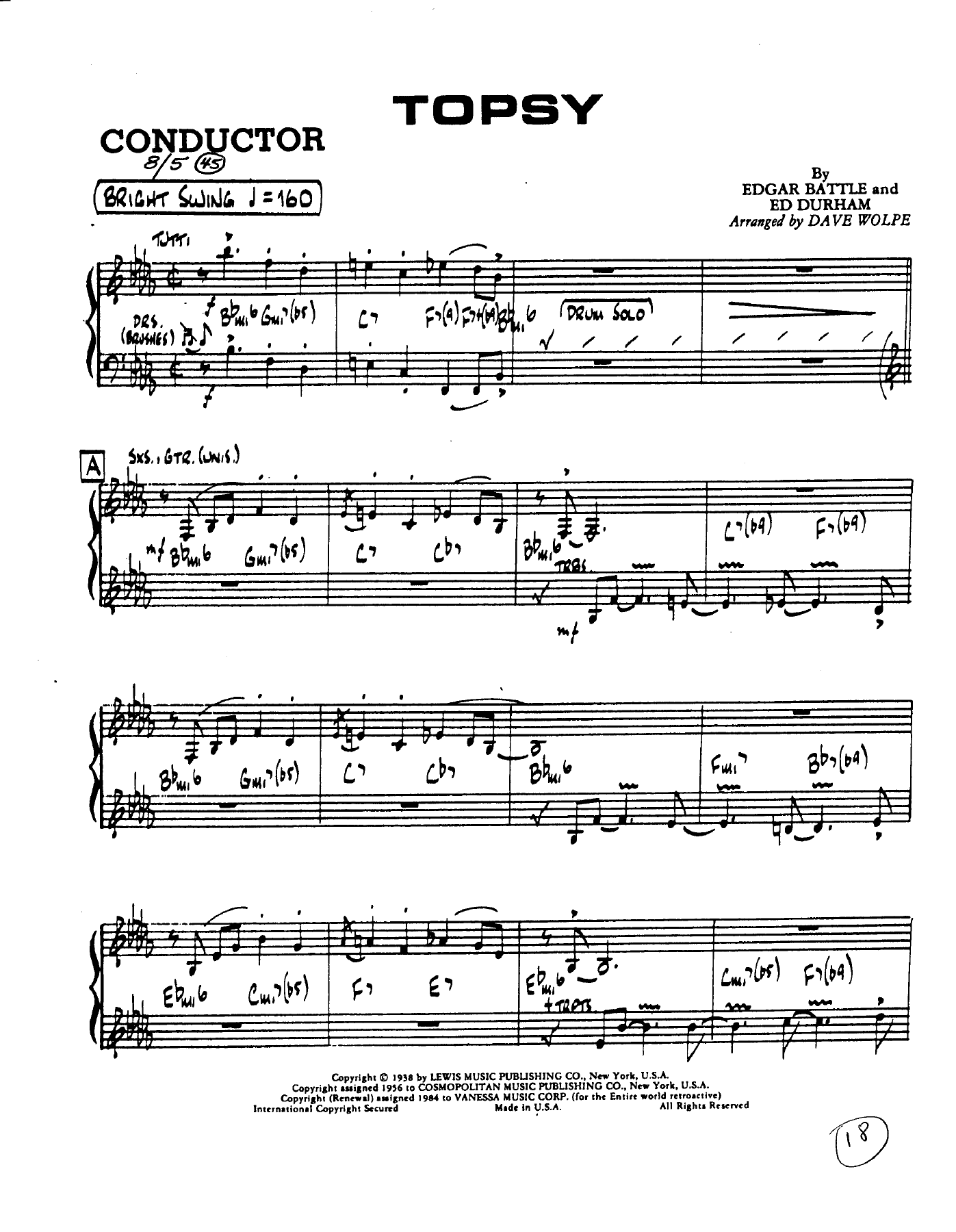 Topsy — sheet music preview
