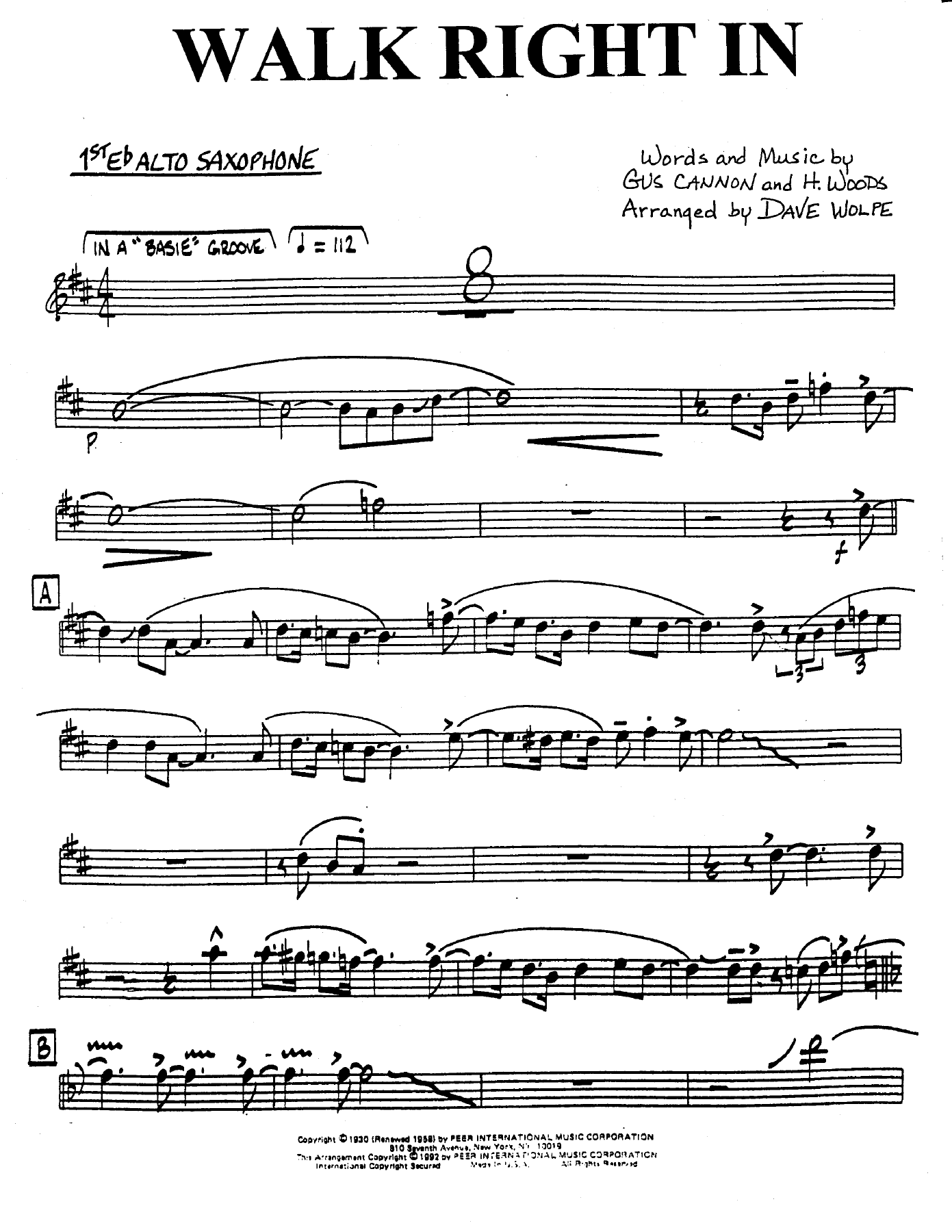 Walk Right In — sheet music preview