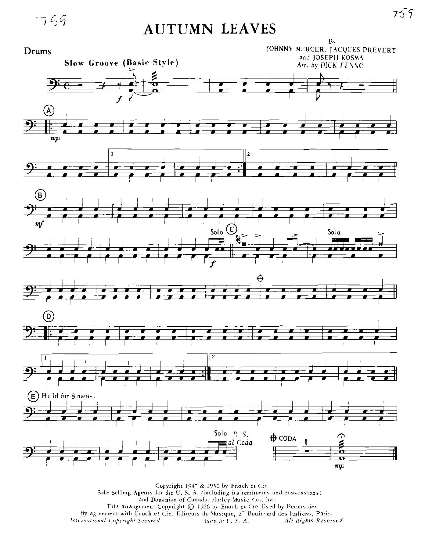 Autumn Leaves — sheet music preview