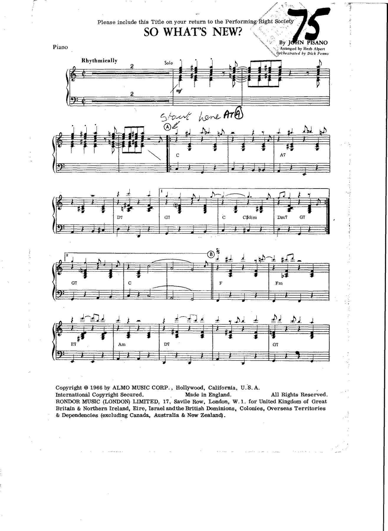 So What's New (H.Alpert) D.Fenno — sheet music preview