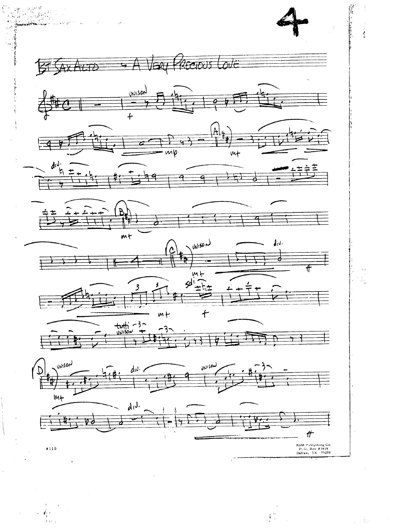 A Very Precious Love (D.Lieb) Flug. — sheet music preview