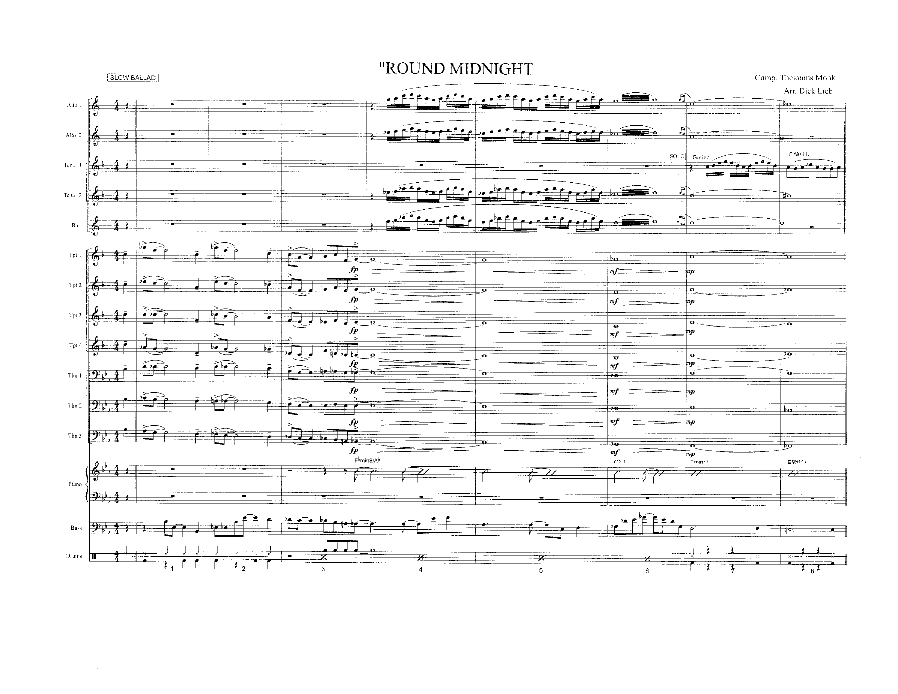 'Round Midnight (D.Lieb) B.Rich — sheet music preview