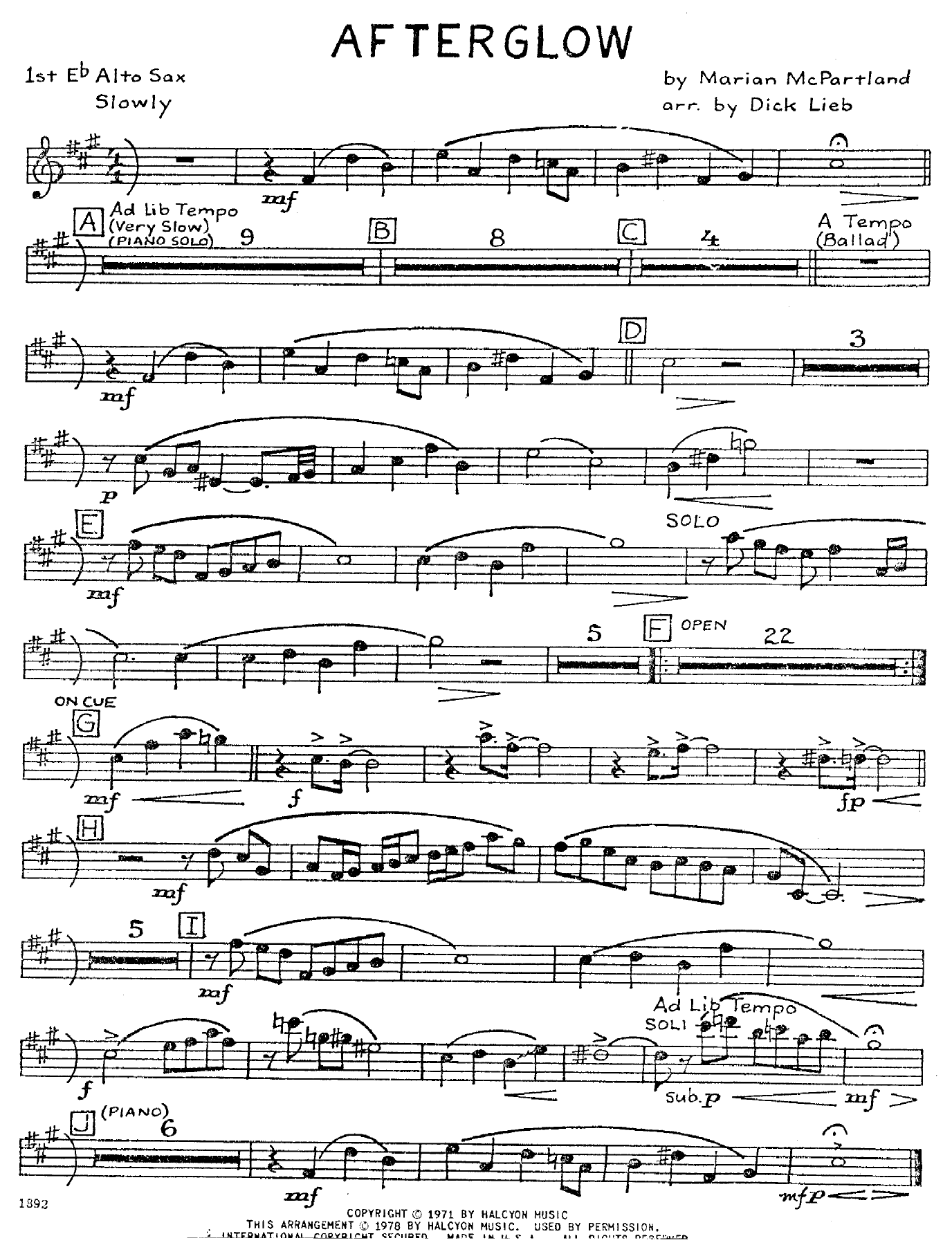 Afterglow — sheet music preview