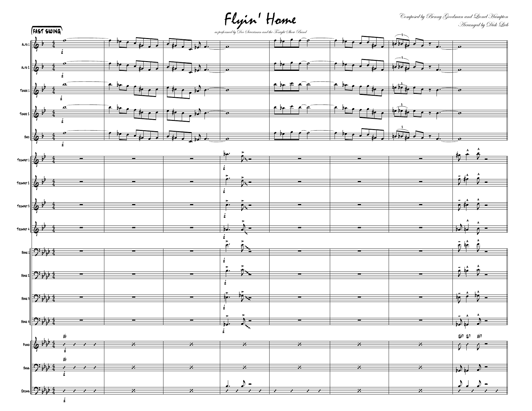 Flyin' Home — sheet music preview