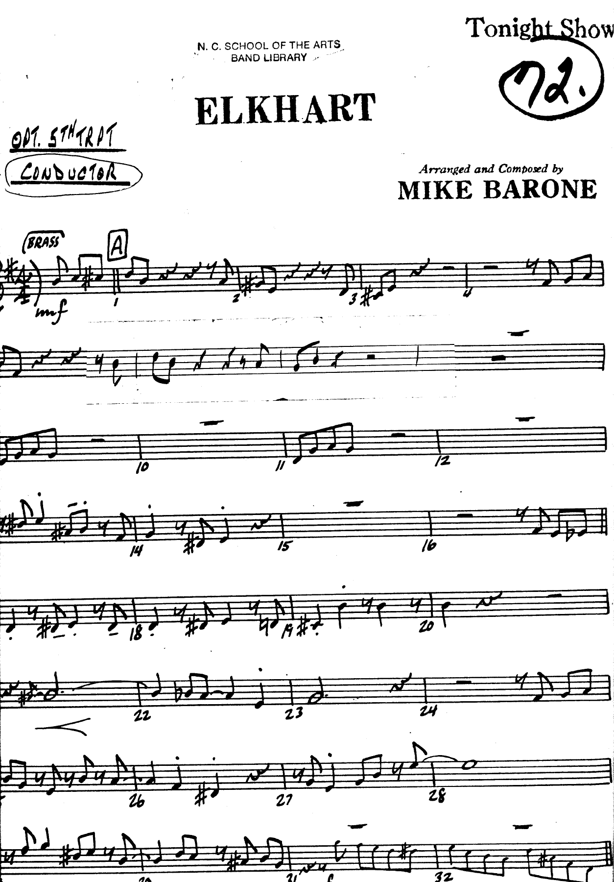 Elkhart (M.Barone) Tonight Show — sheet music preview