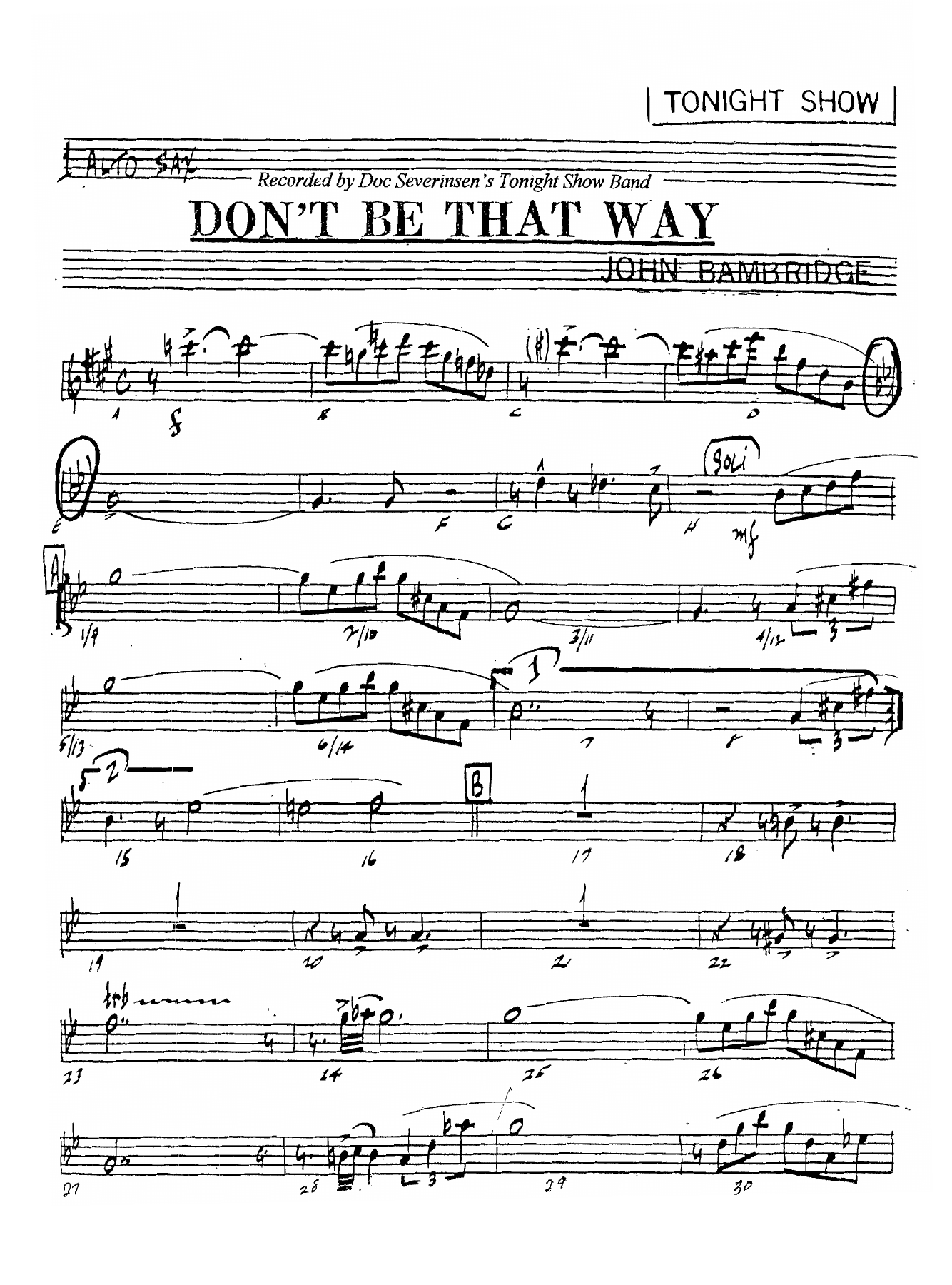 Don't Be That Way — sheet music preview