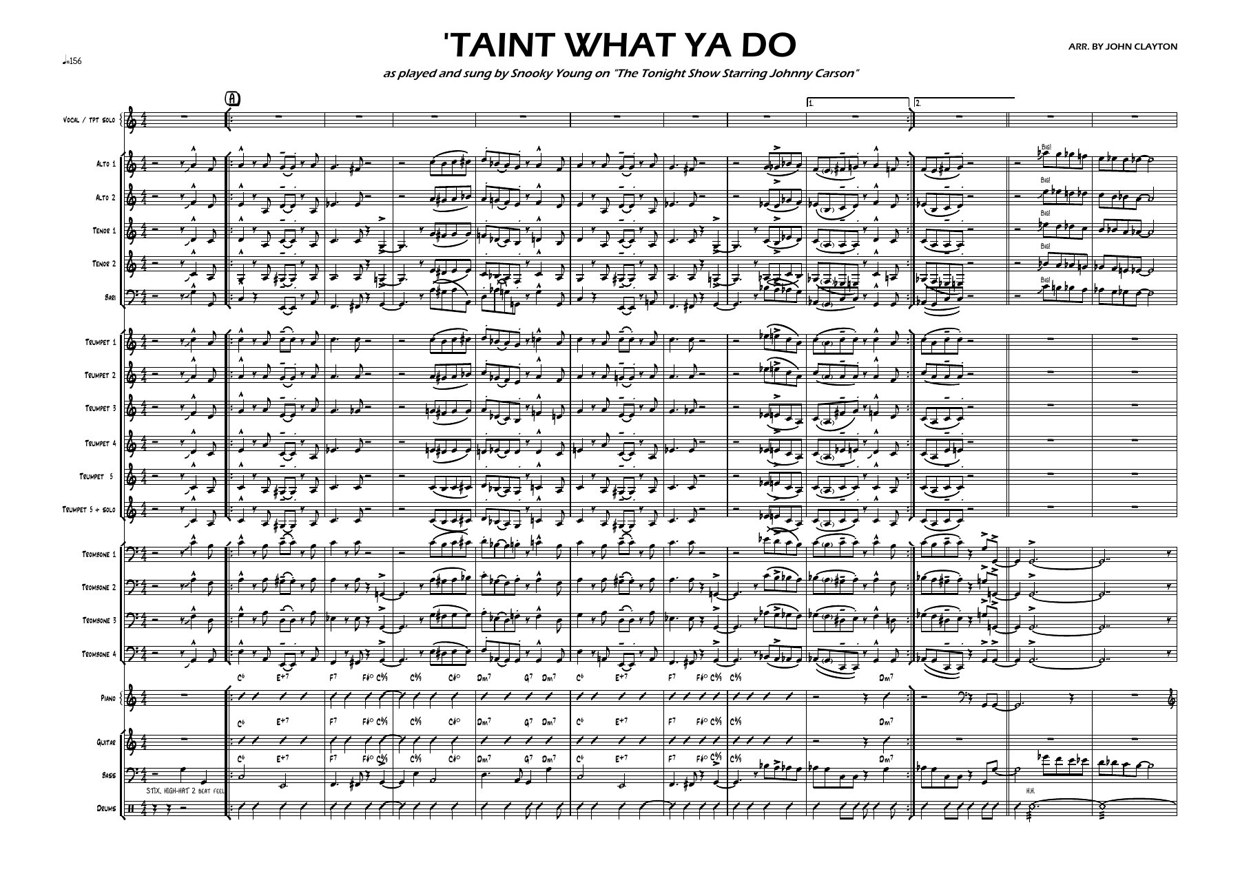 Tain't What Ya Do (J.Clayton) Tonight Show Band Severinson voc — sheet music preview