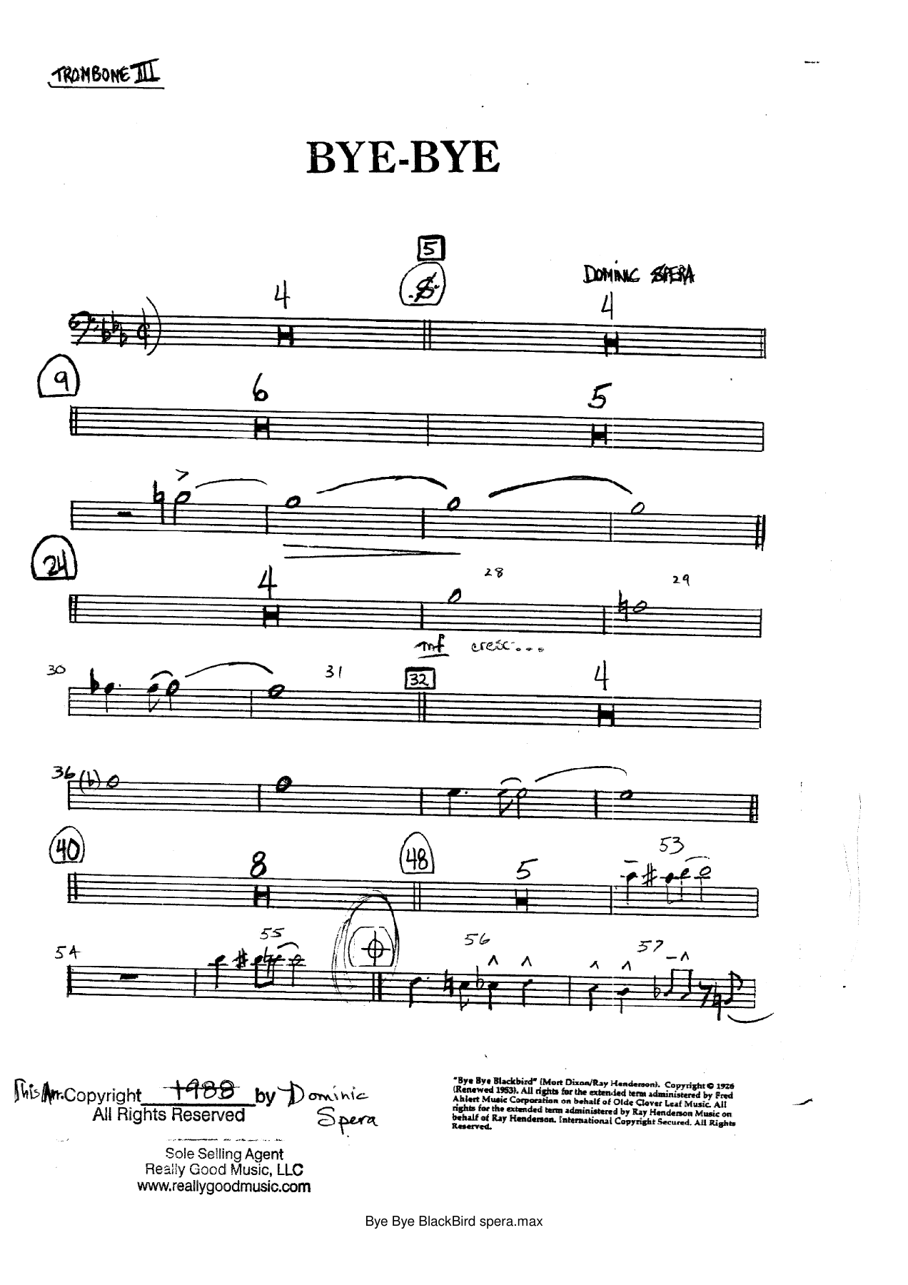 Bye Bye BlackBird (D.Spera) 95 — sheet music preview