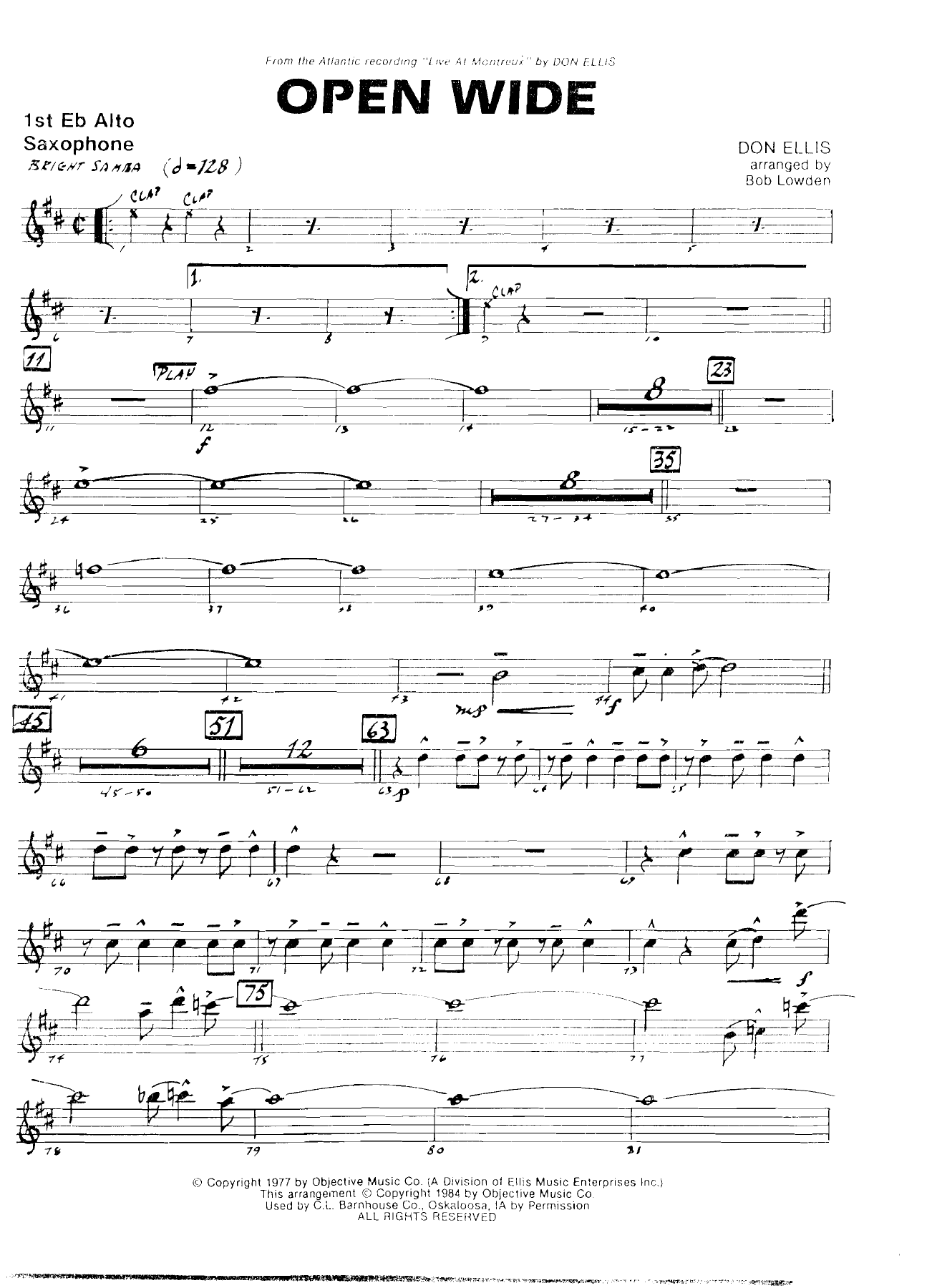 Open Wide (D.Ellis) B.Lowden. MP3 — sheet music preview