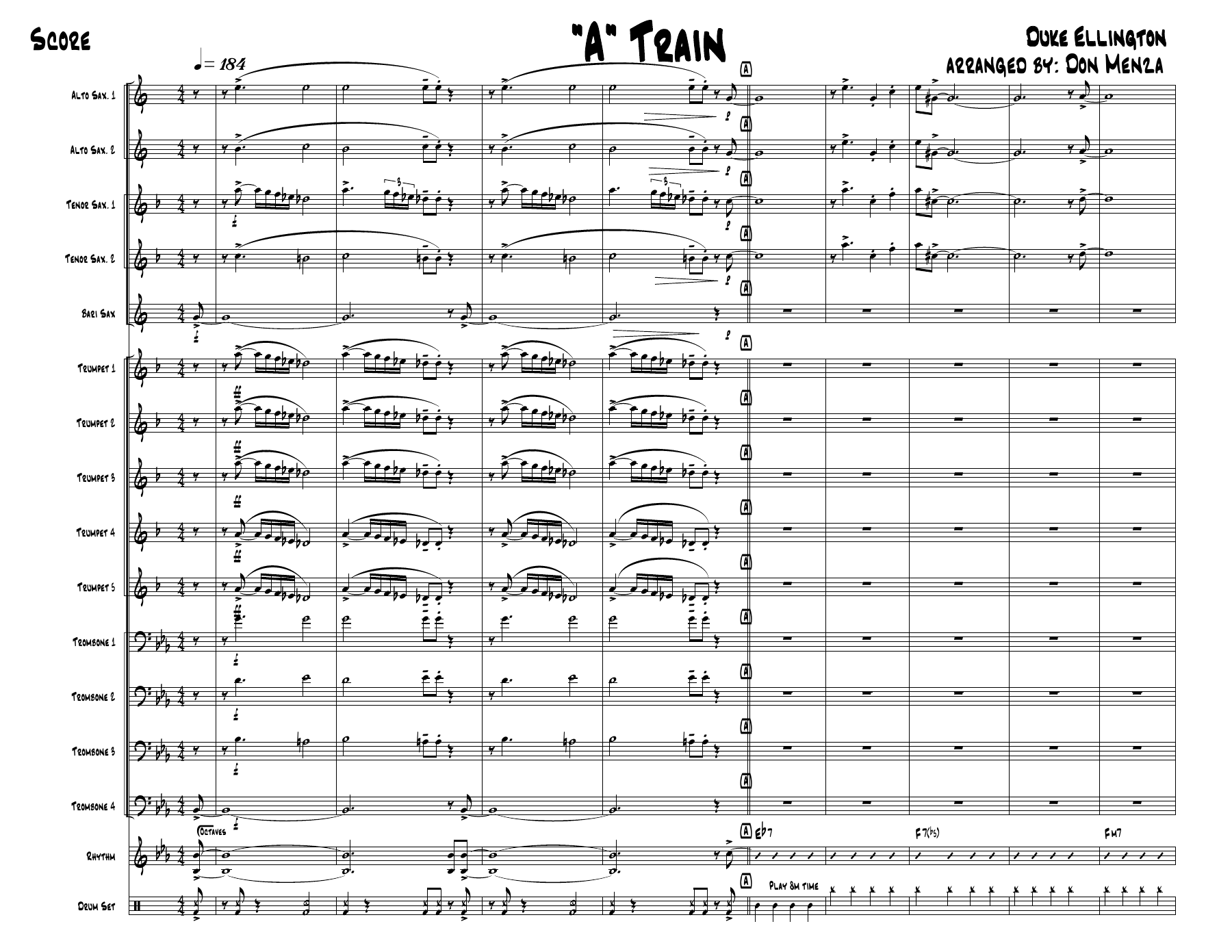 A Train — sheet music preview