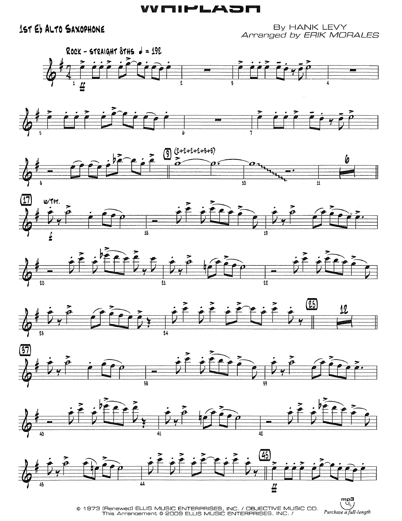 Whiplash (E.Morales) H.Levy — sheet music preview