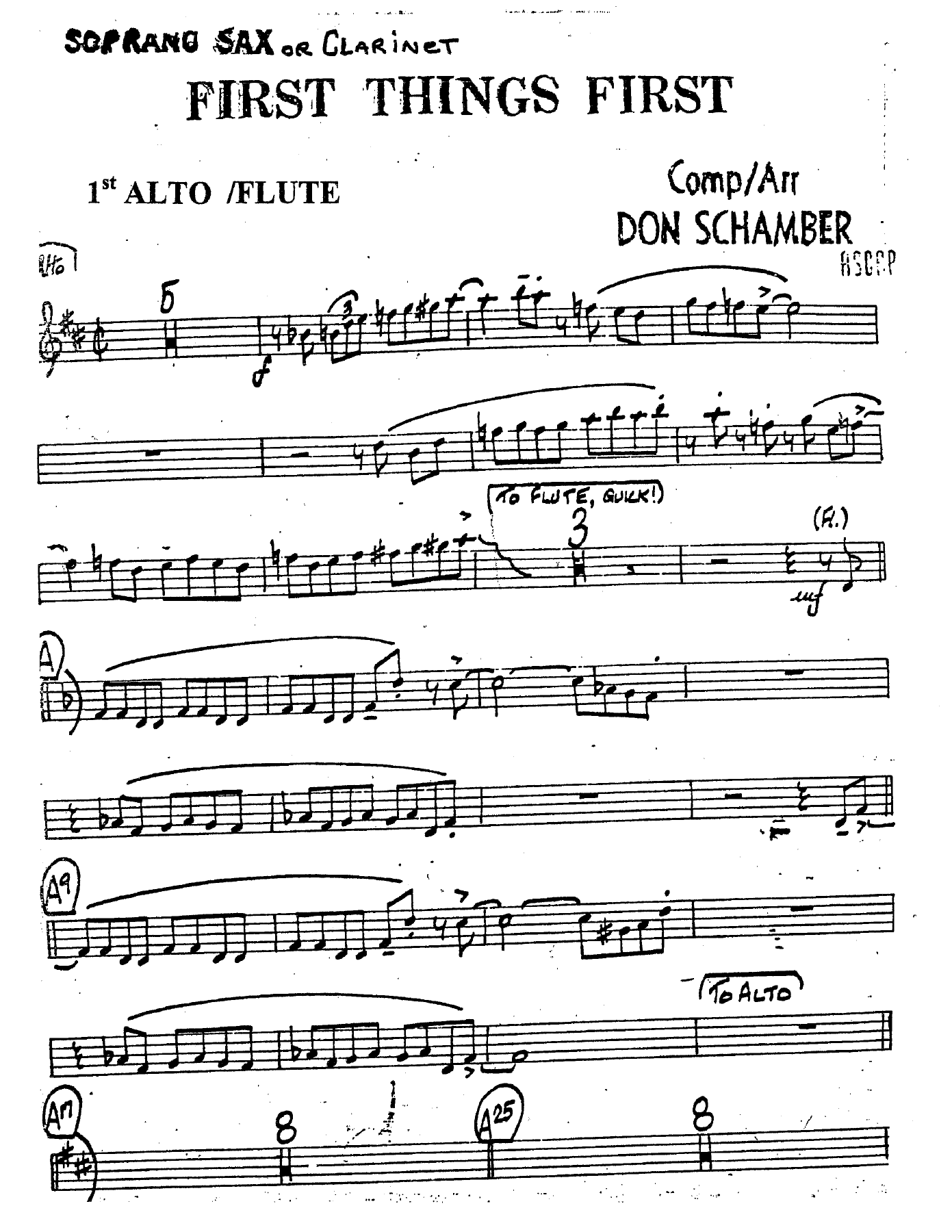 First Things First (D.Schamber)+Bones. — sheet music preview