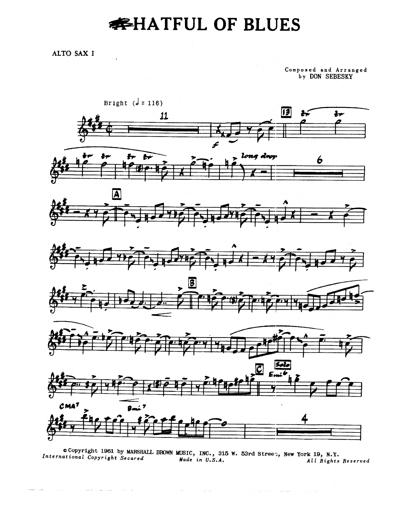 A Hatful Of Blues — sheet music preview