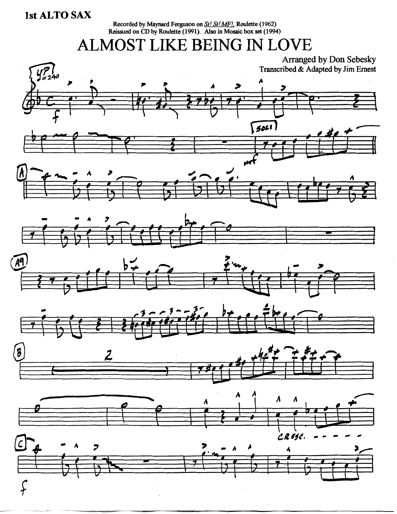 Almost Like Being In Love (D.Sebesky) M.Ferguson) 53 — Big Band sheet music by Don Sebesky | Jazz Standard