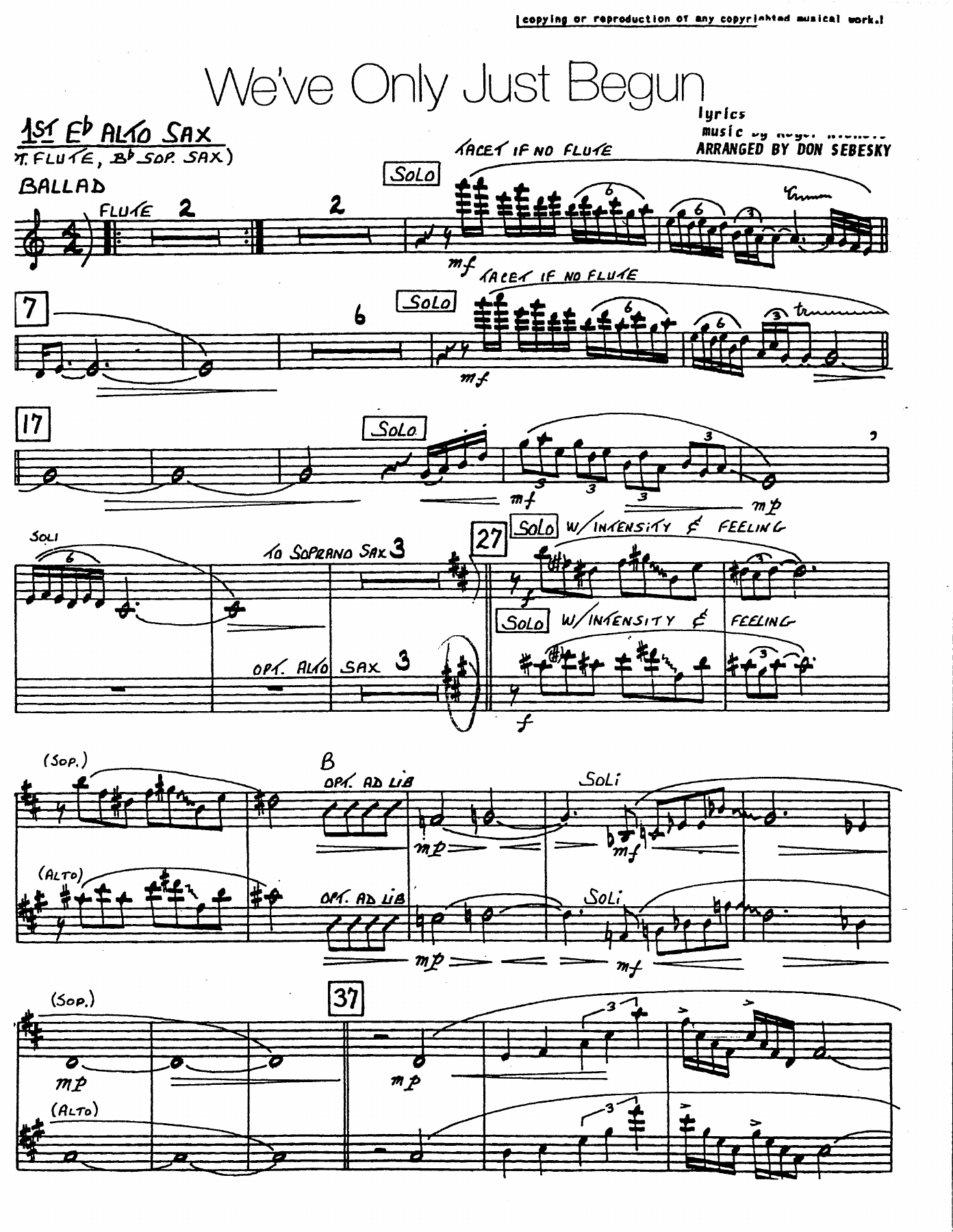 We've Only Just Begun (D.Sebesky) Ballad.TRB — sheet music preview