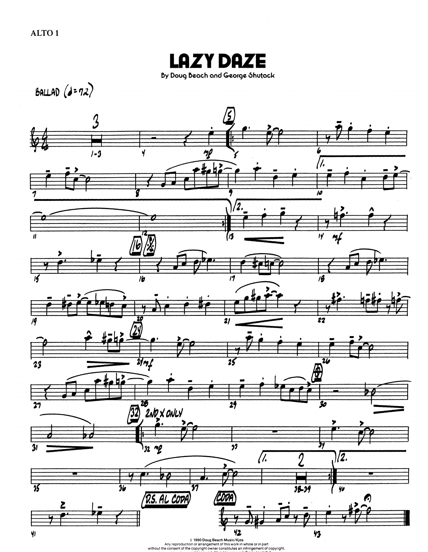 Lazy Daze — sheet music preview