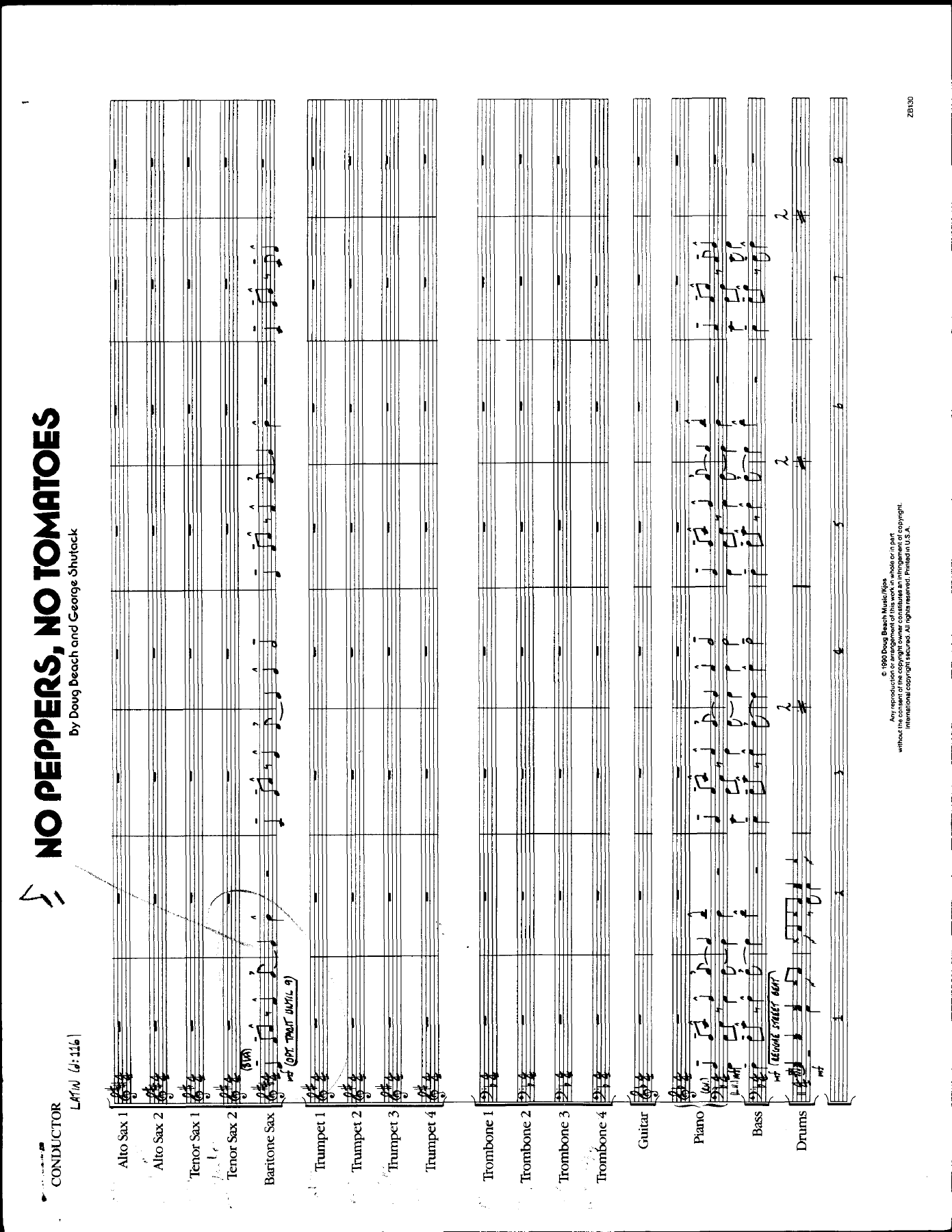 No Peppers, No Tomatoes — sheet music preview