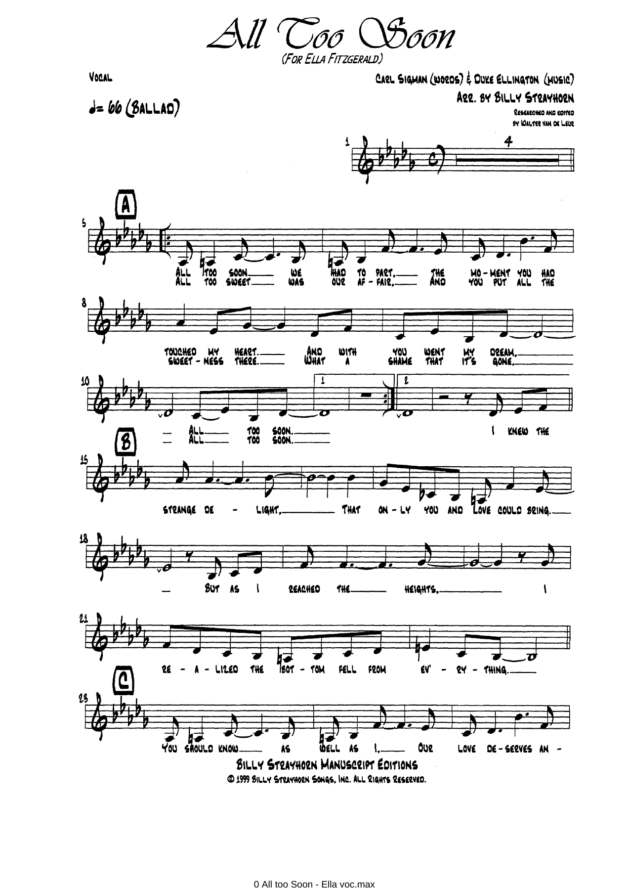 All Too Soon (D.Ellington) 2 Arr MP3 — sheet music preview