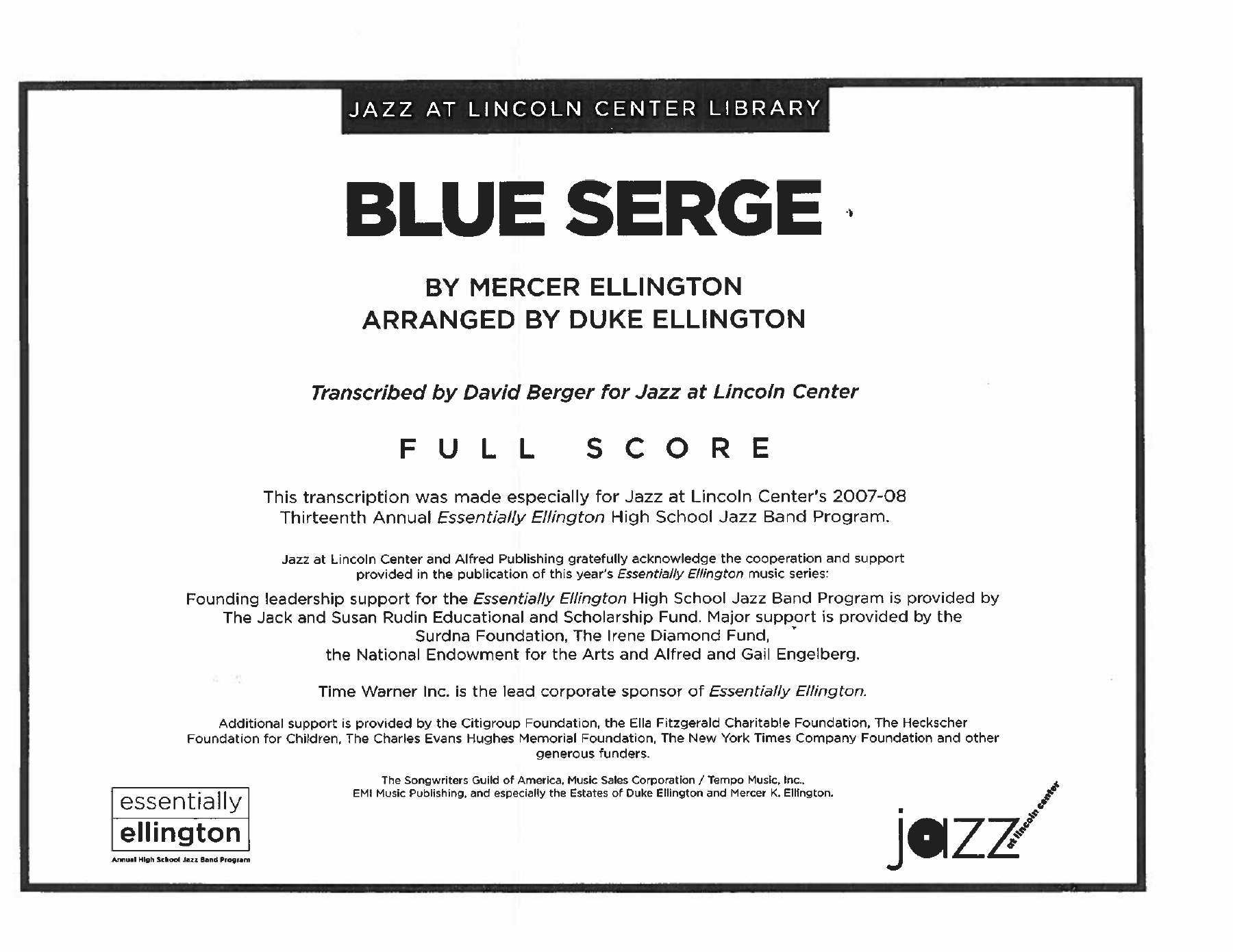 Blue Serge — sheet music preview