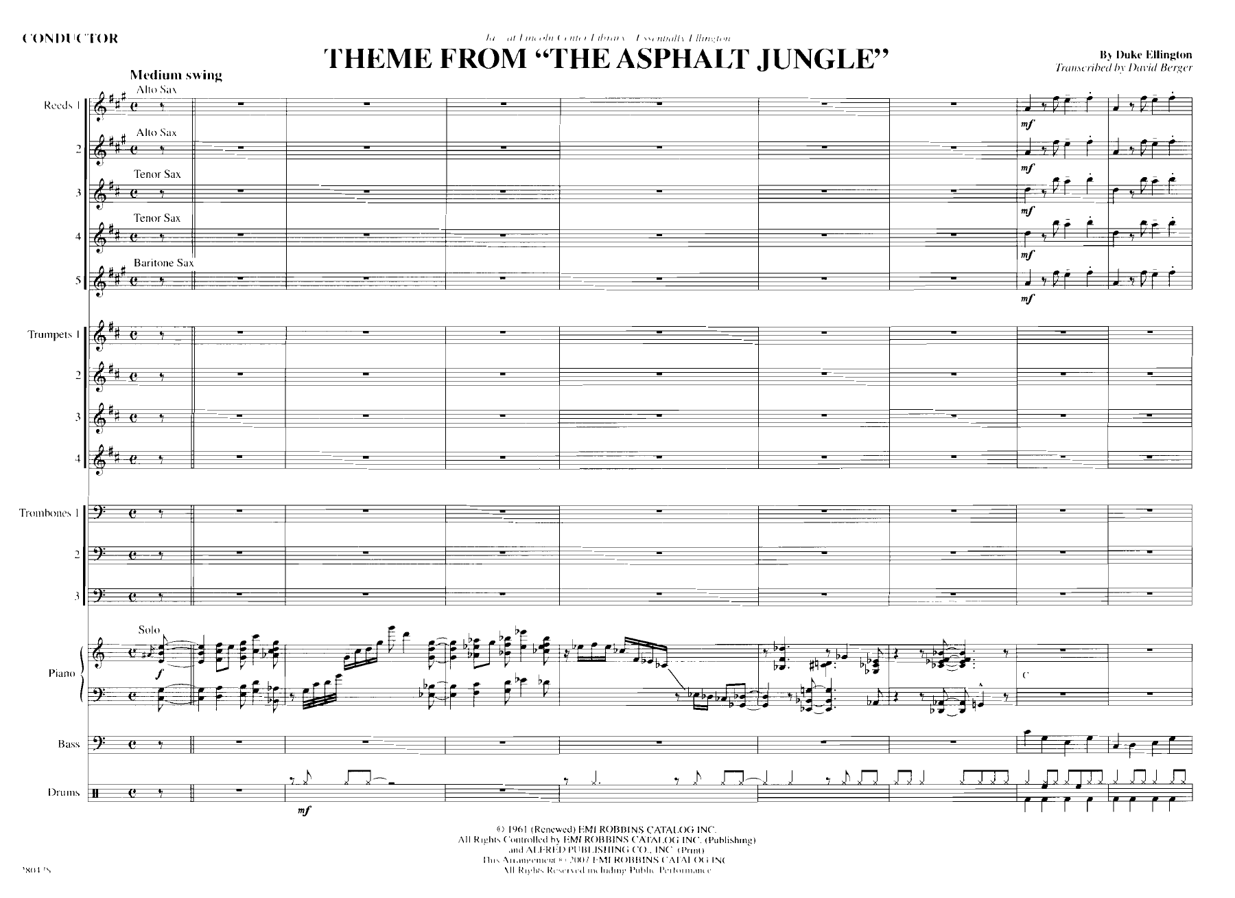 Theme From Asphalt Jungle — sheet music preview