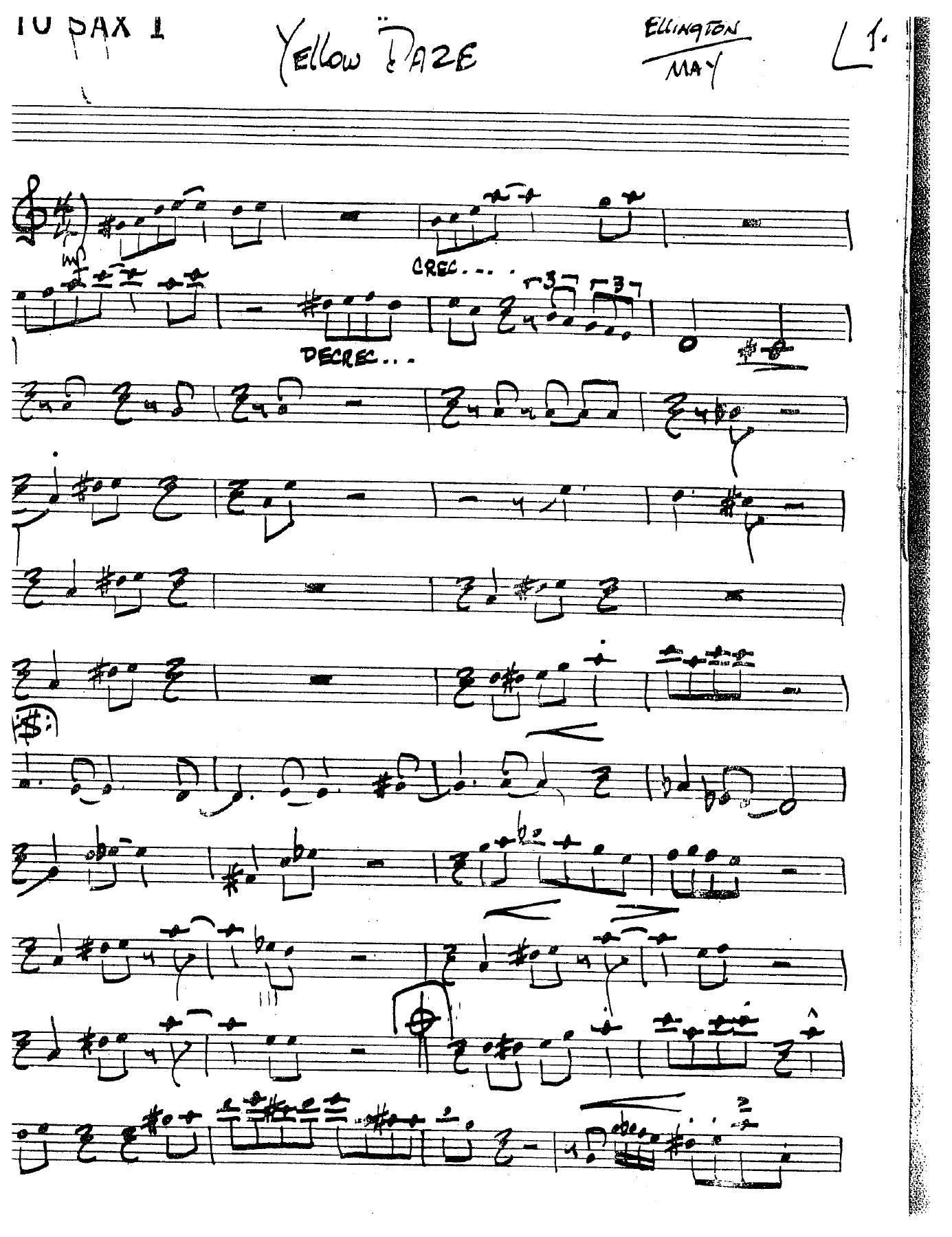 Yellow Days (D.Ellington) B.May-F.Sinatra. MP3 — sheet music preview
