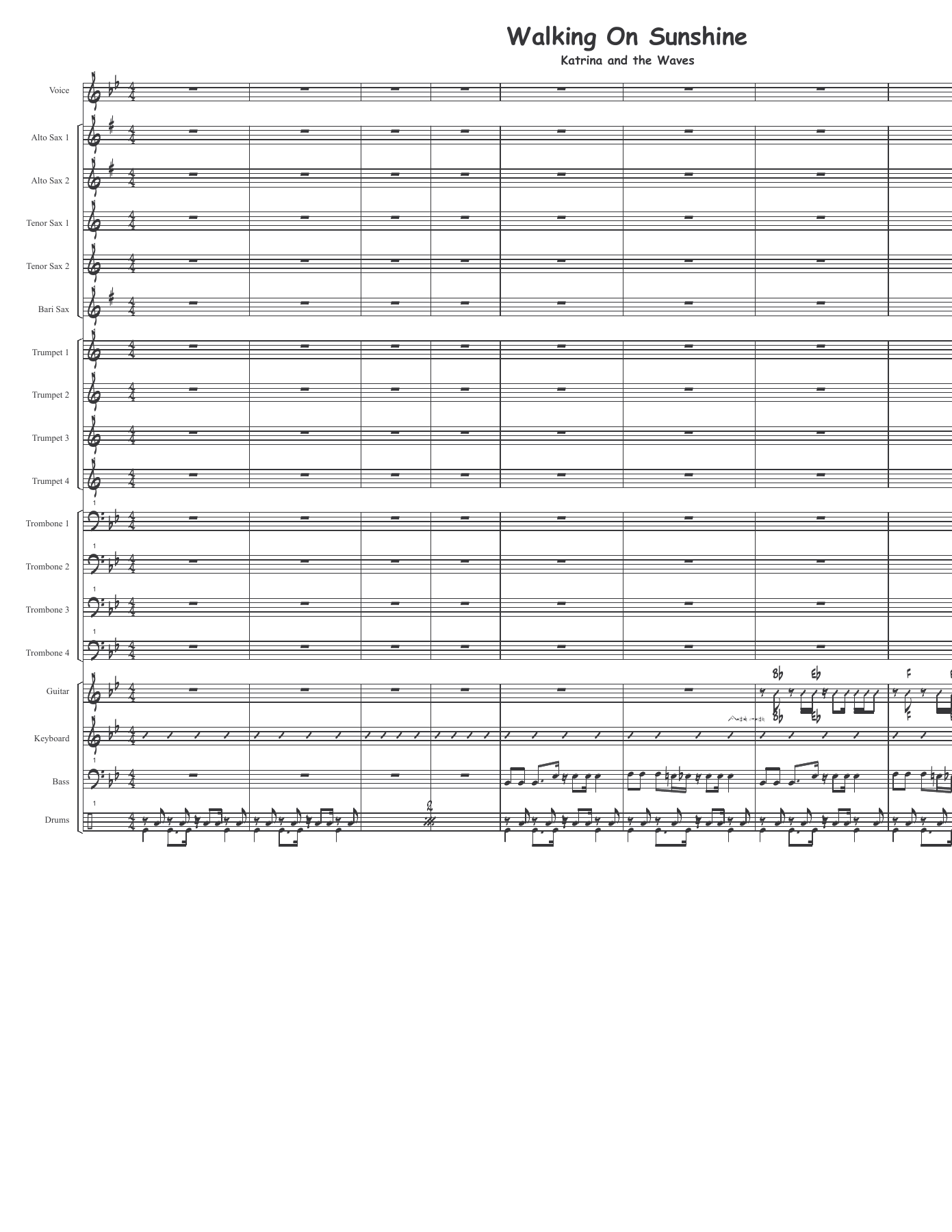 Walkin' On Sunshine — sheet music preview