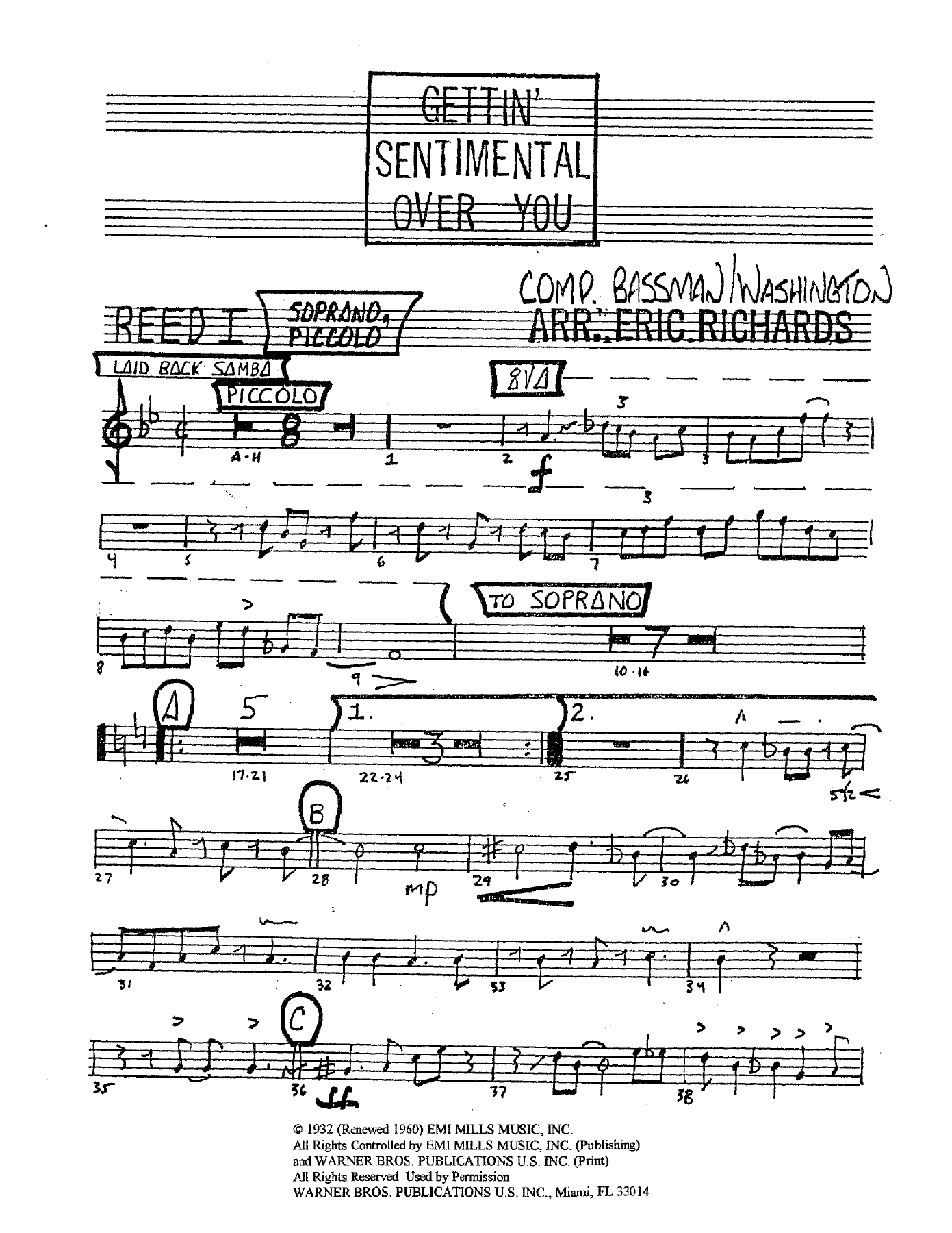 I'm Gettin' Sentimental Over You — sheet music preview