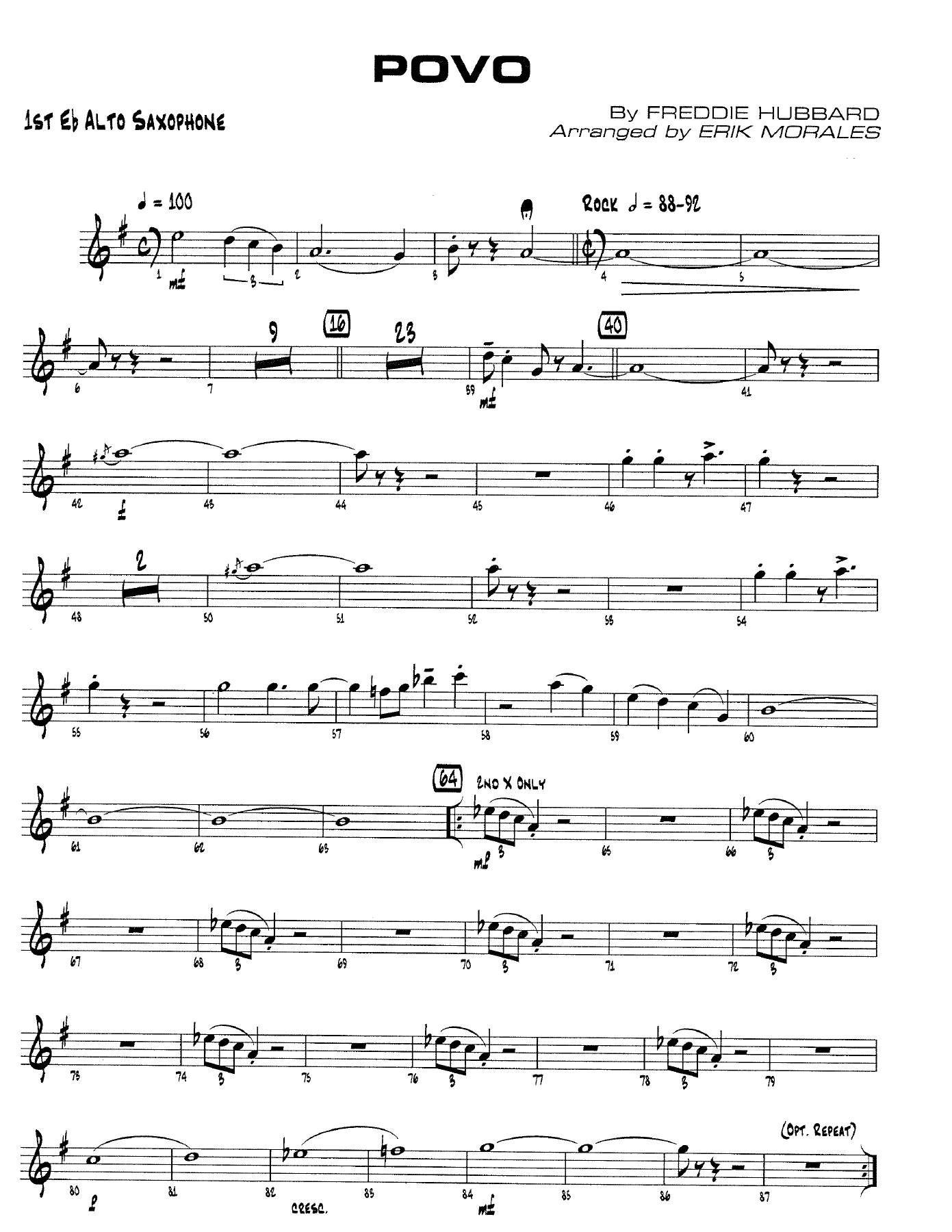 Povo (E.Morales) F.Hubbard — sheet music preview