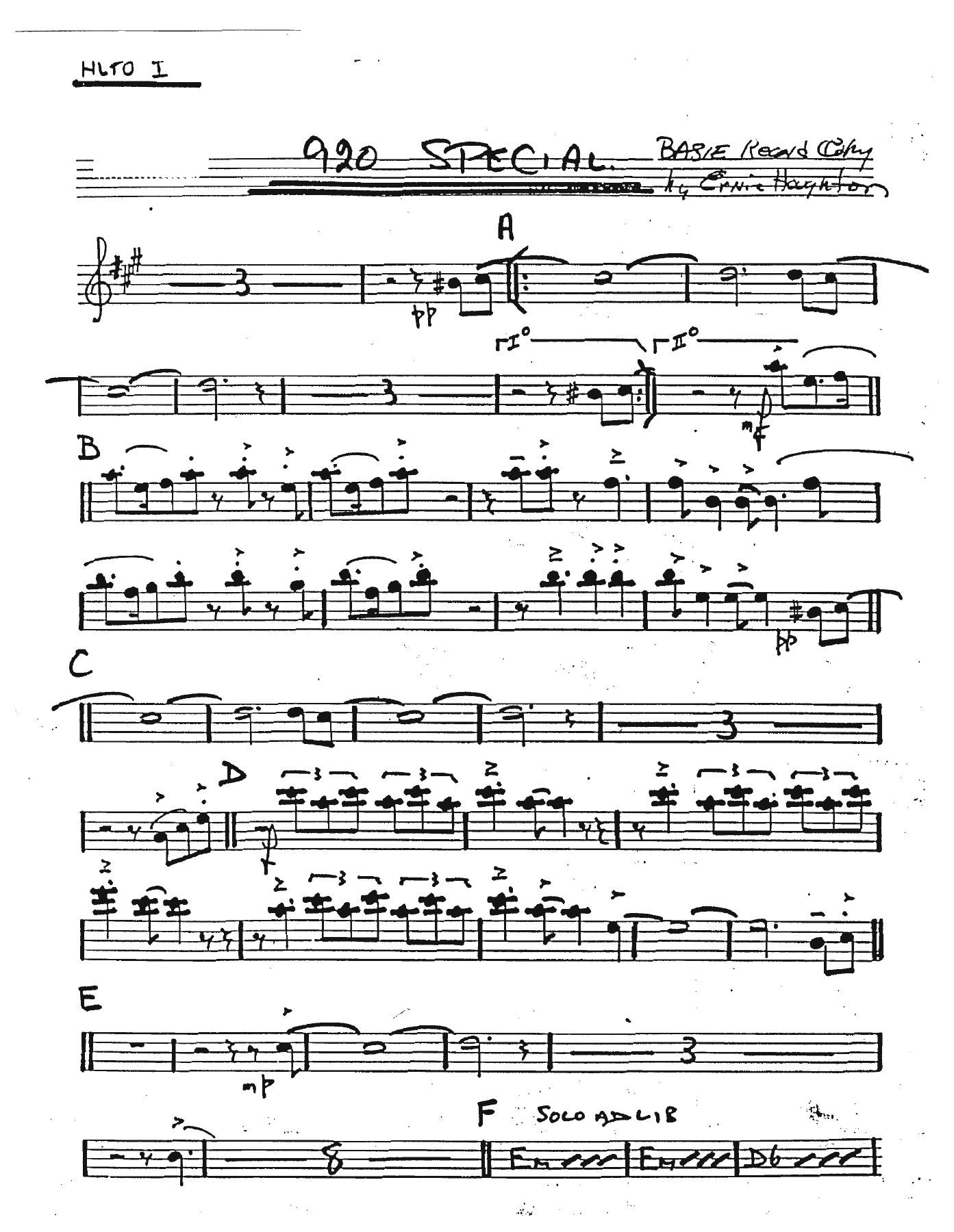 920 Special (E.Houghton) C.Basie — sheet music preview