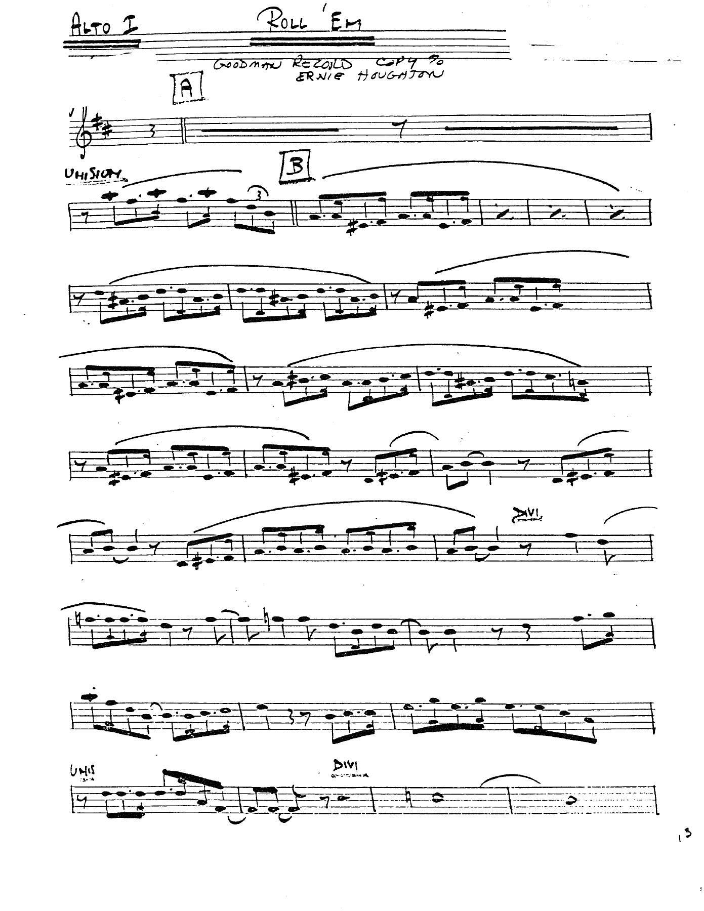 Roll 'Em (E.Houghton) B.Goodman — sheet music preview