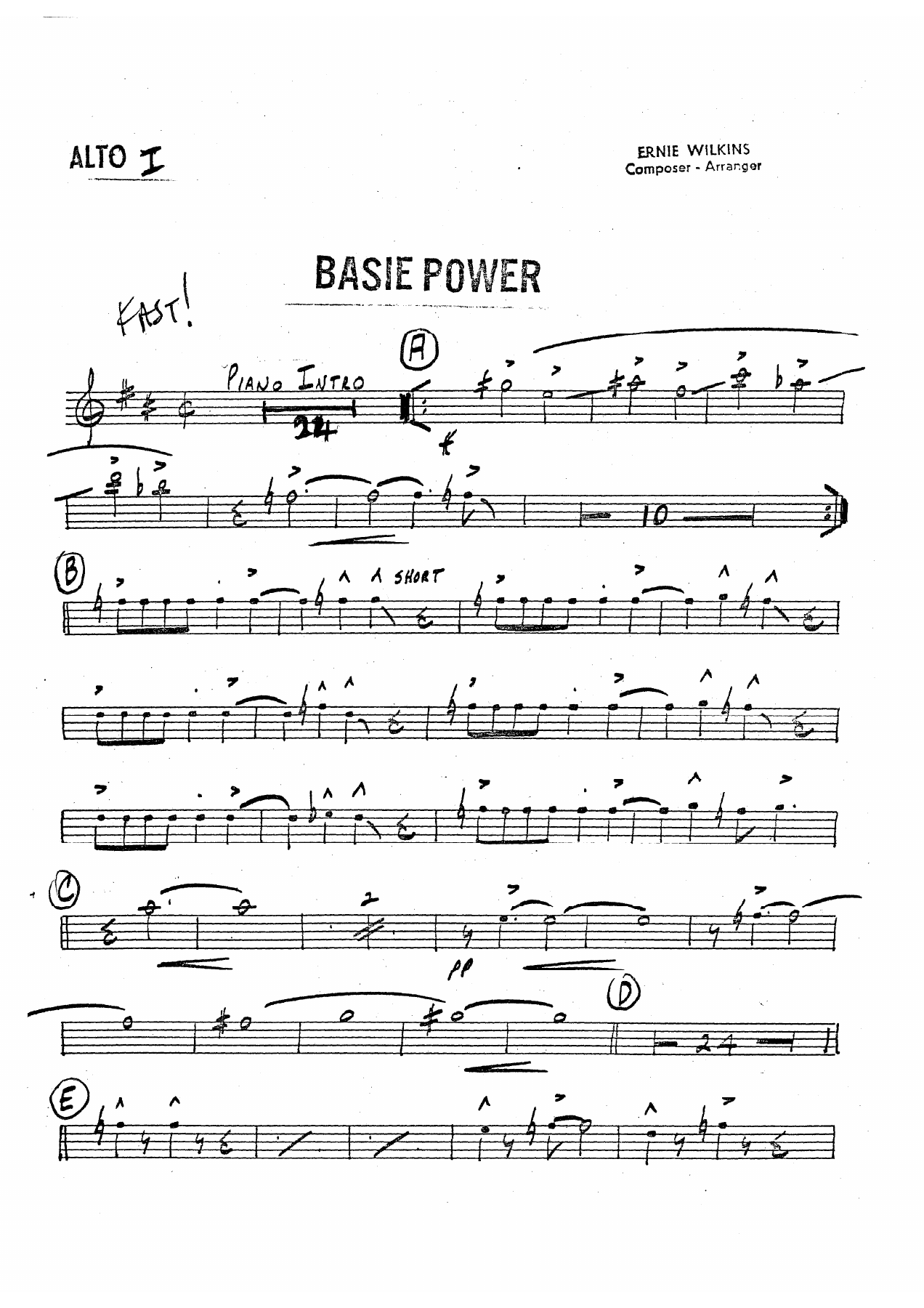 Basie Power (E.Wilkins) C.Basie — sheet music preview