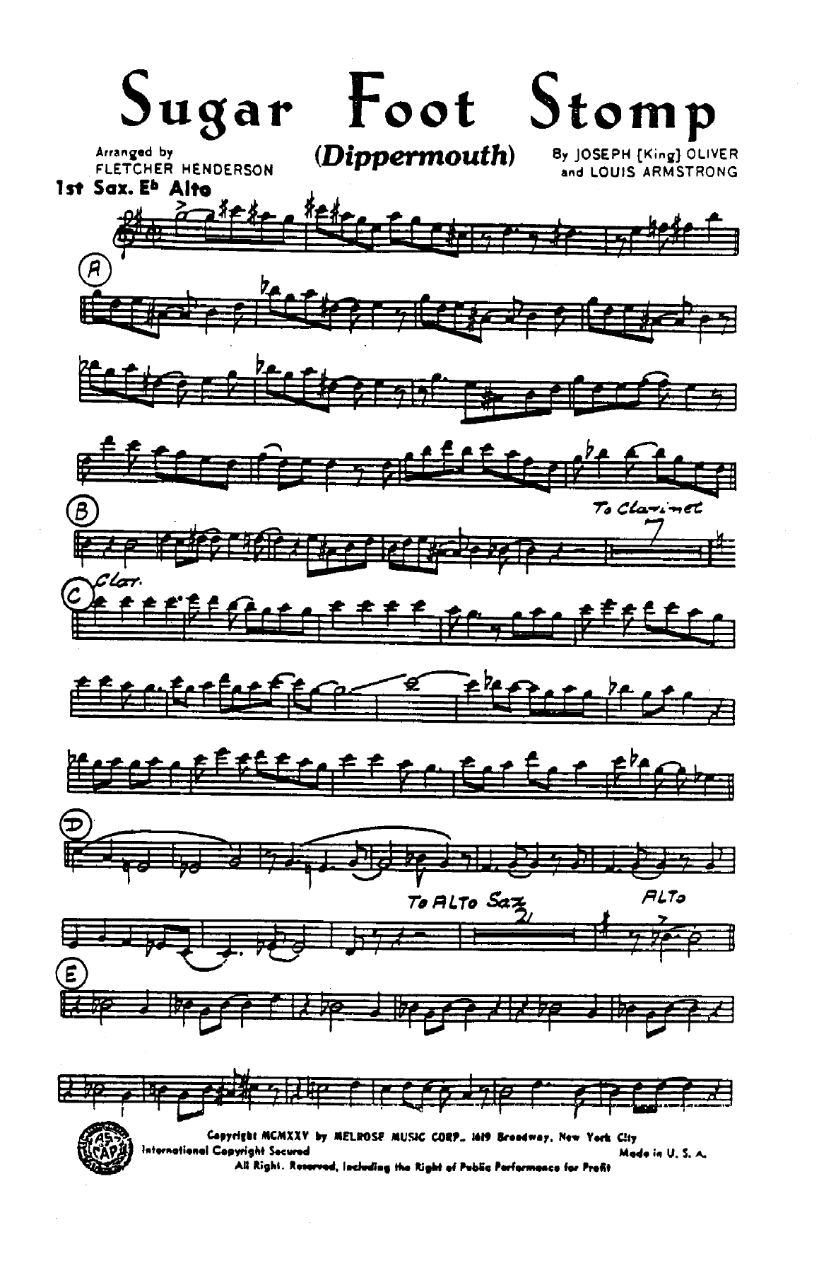 Sugar Foot Stomp (Dippermouth) — sheet music preview