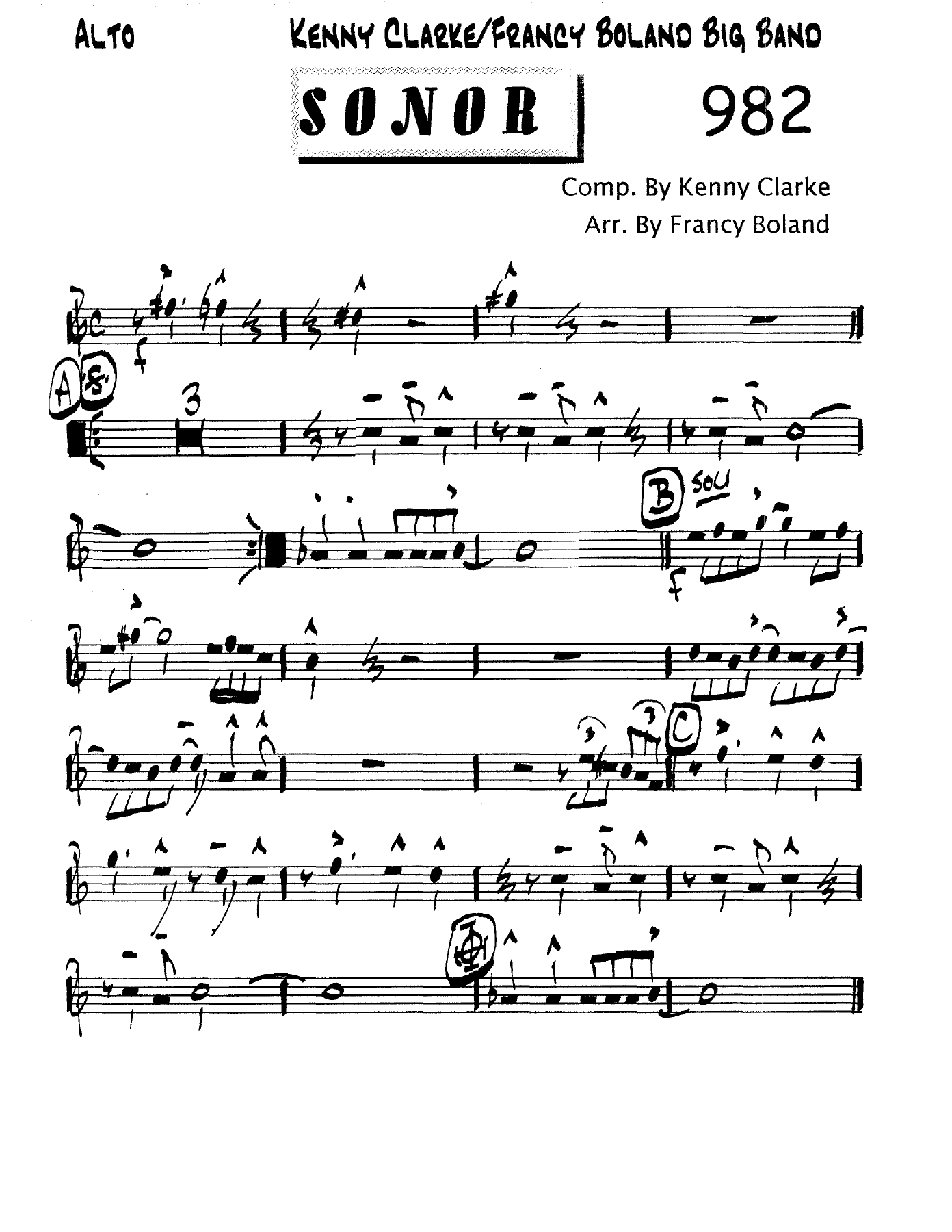Sonor (K.Clark) F.Boland — sheet music preview