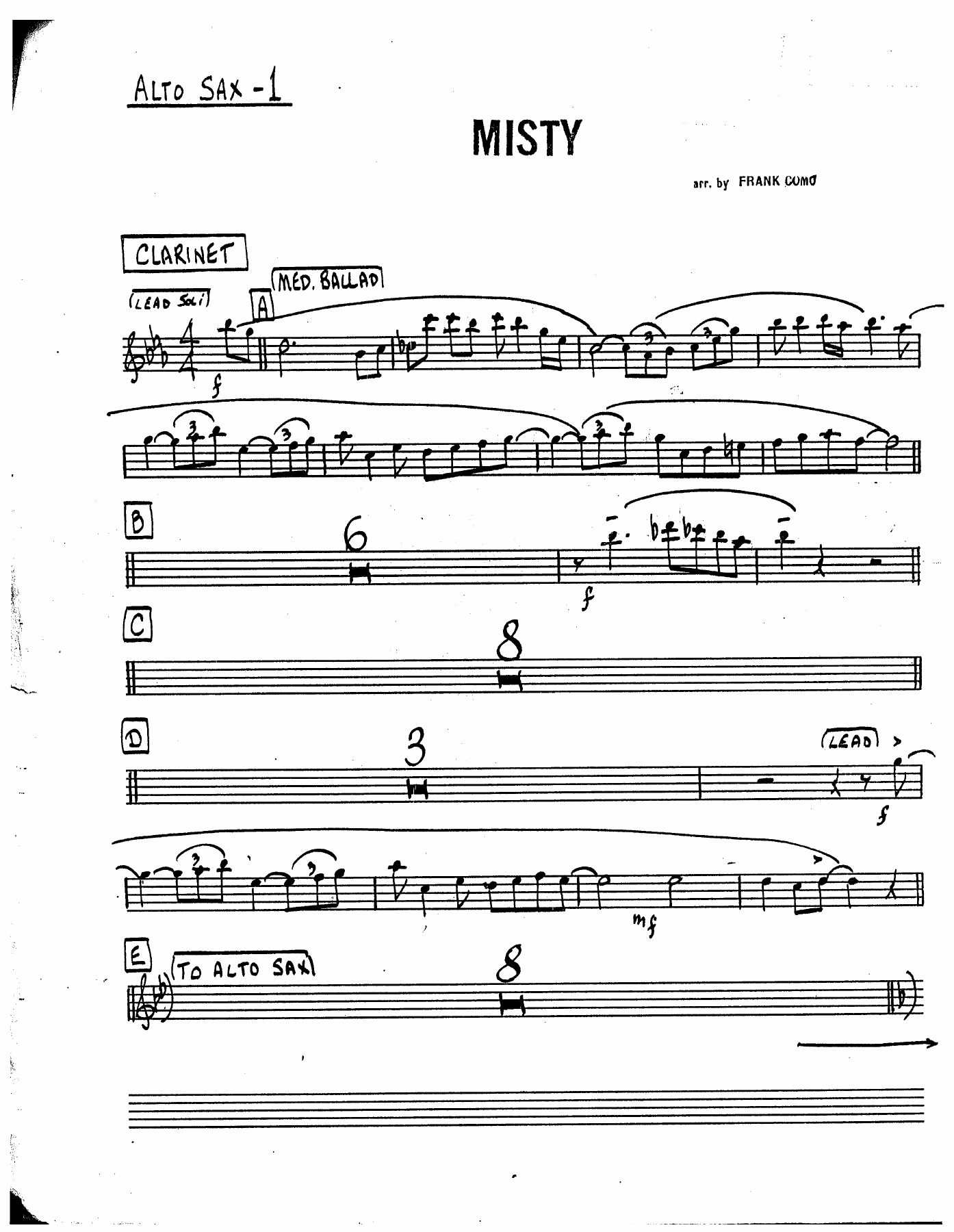 Misty — sheet music preview
