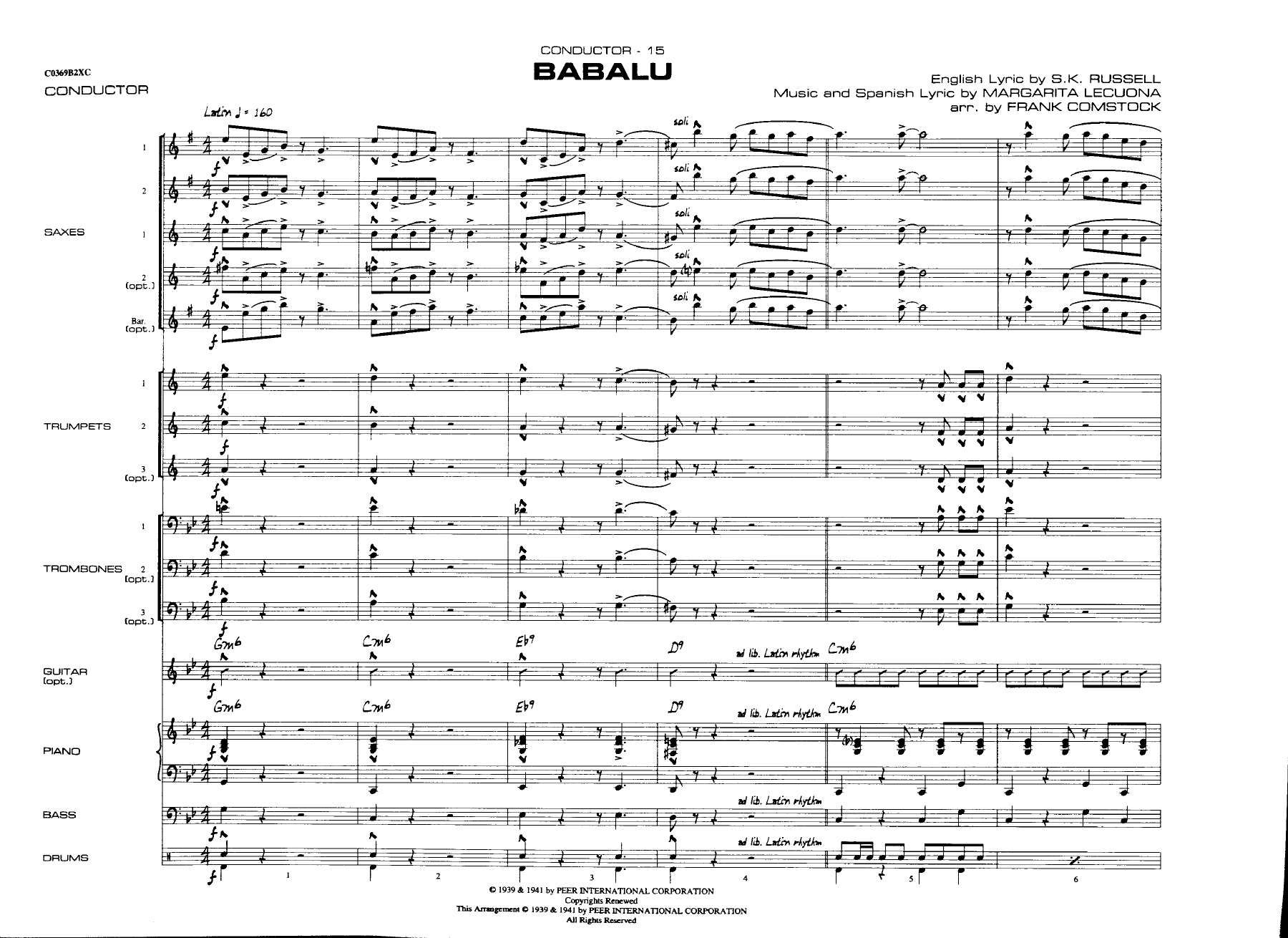 Babalu — sheet music preview