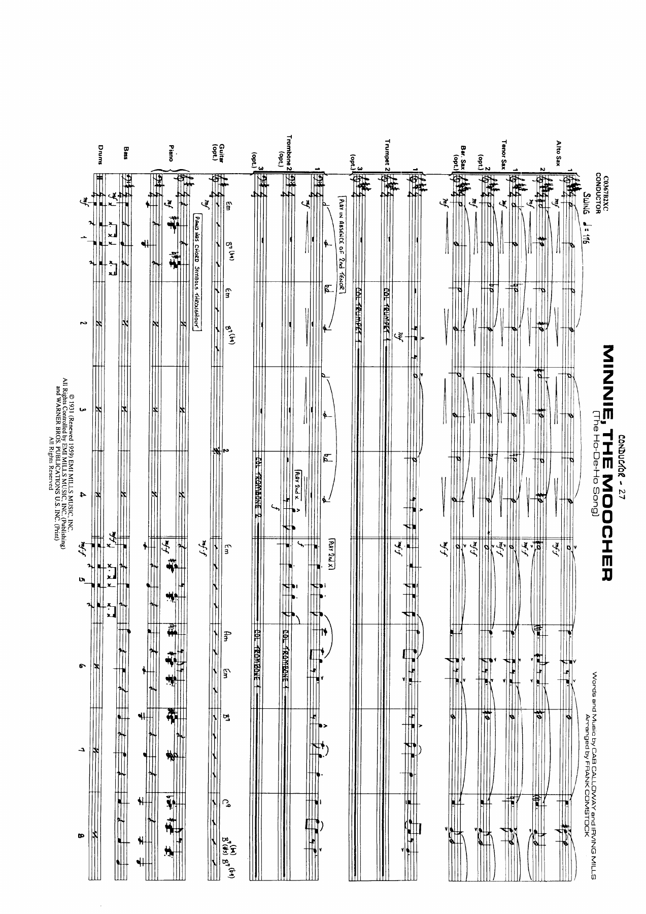 Minnie The Moocher — sheet music preview