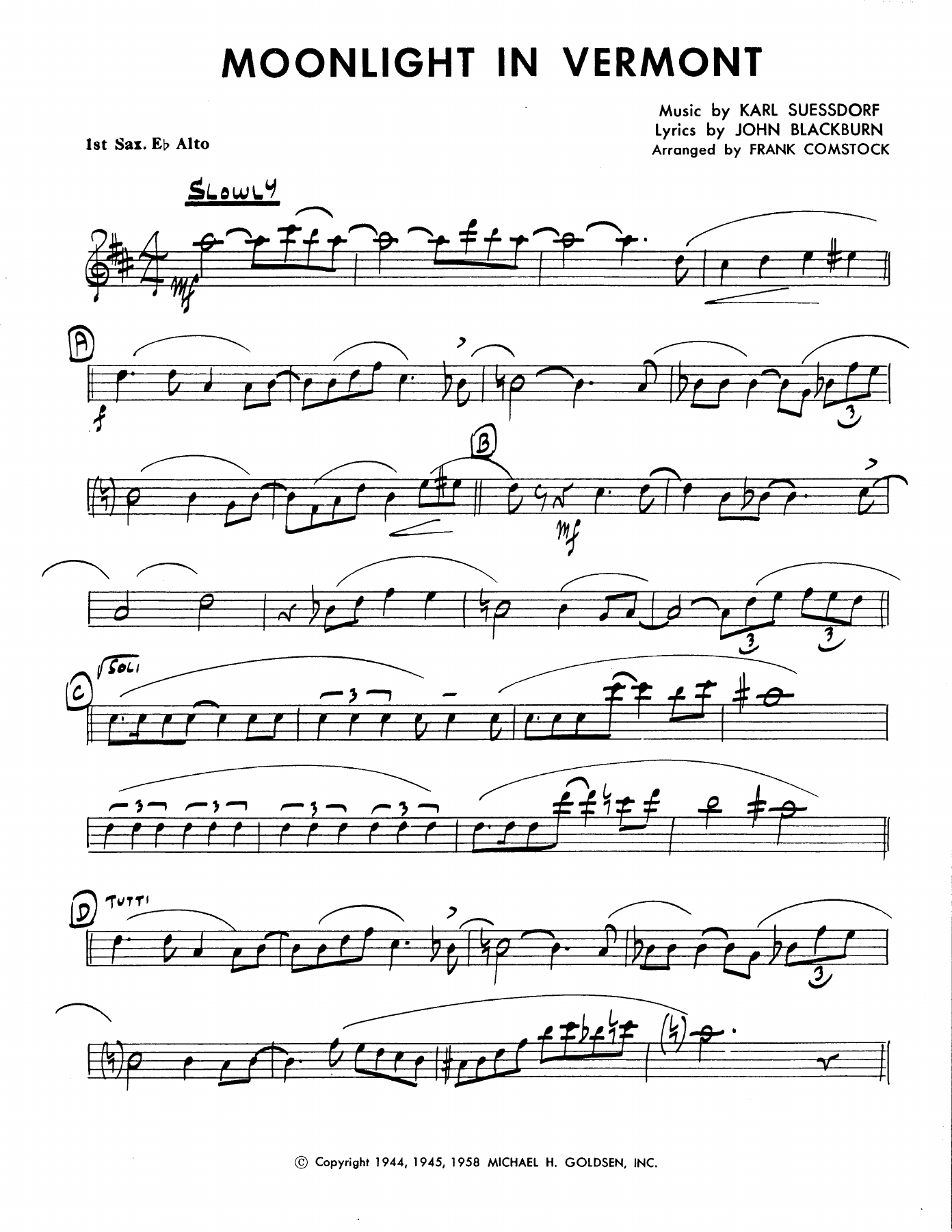 Moonlight In Vermont — sheet music preview