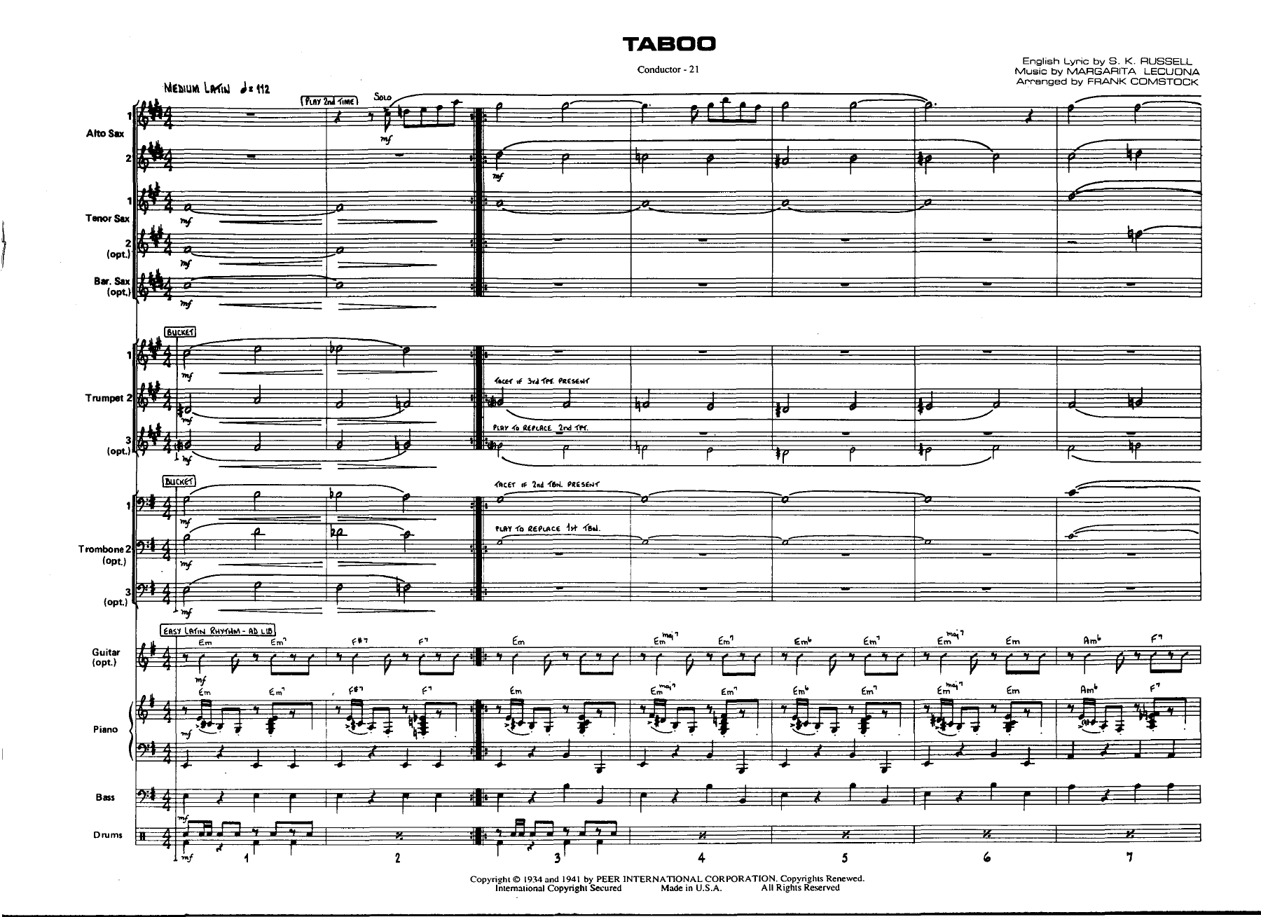 Taboo — sheet music preview