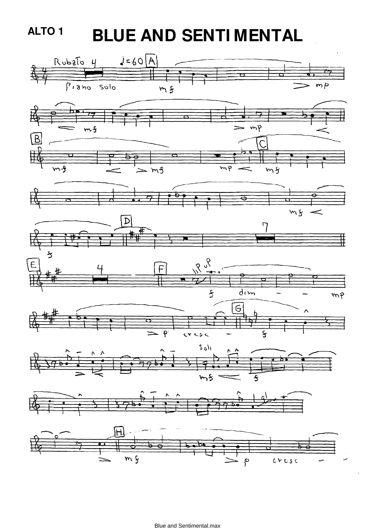 Blue And Sentimental (F.Foster) S.Ten. — sheet music preview