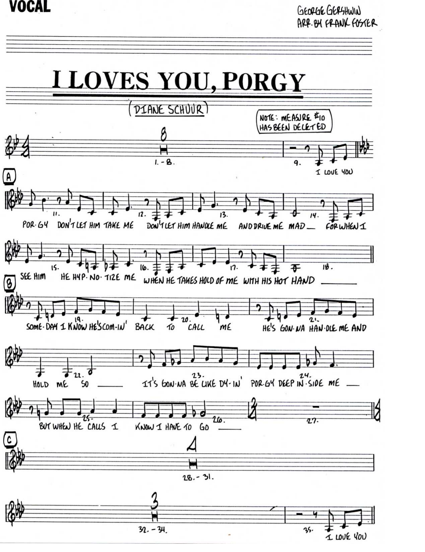 I Loves You Porgy (F.Foster) D.Schuur voc — sheet music preview