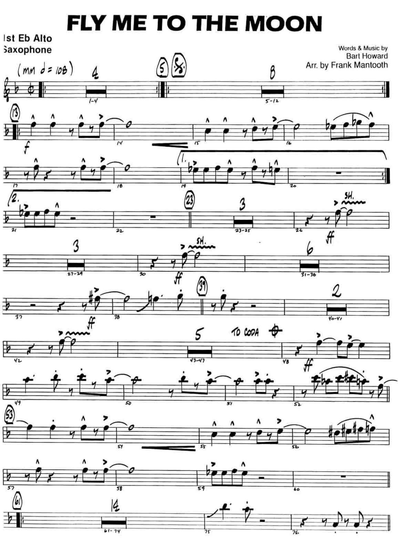 Fly Me To The Moon — sheet music preview