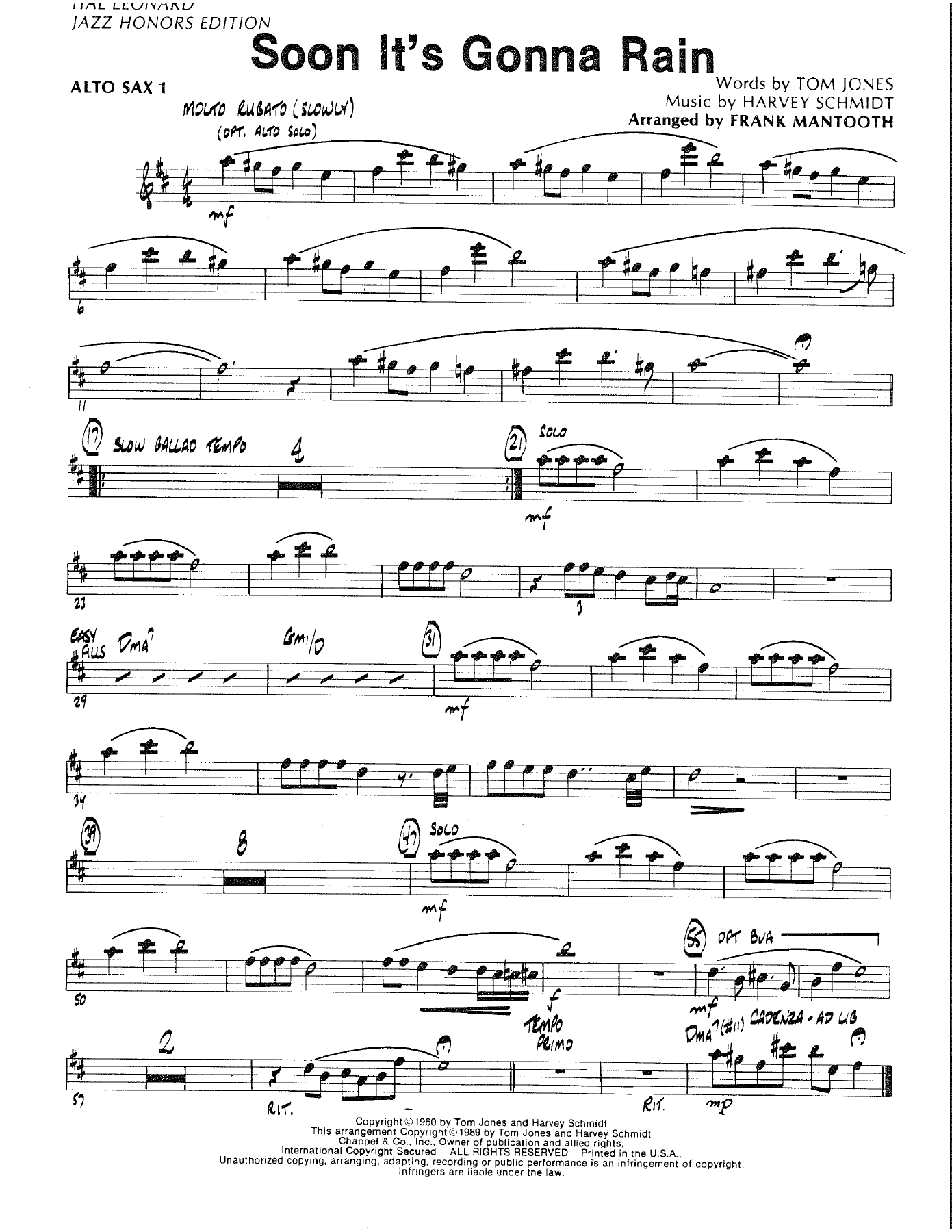 Soon It's Gonna Rain (F.Mantooth MP3 — sheet music preview