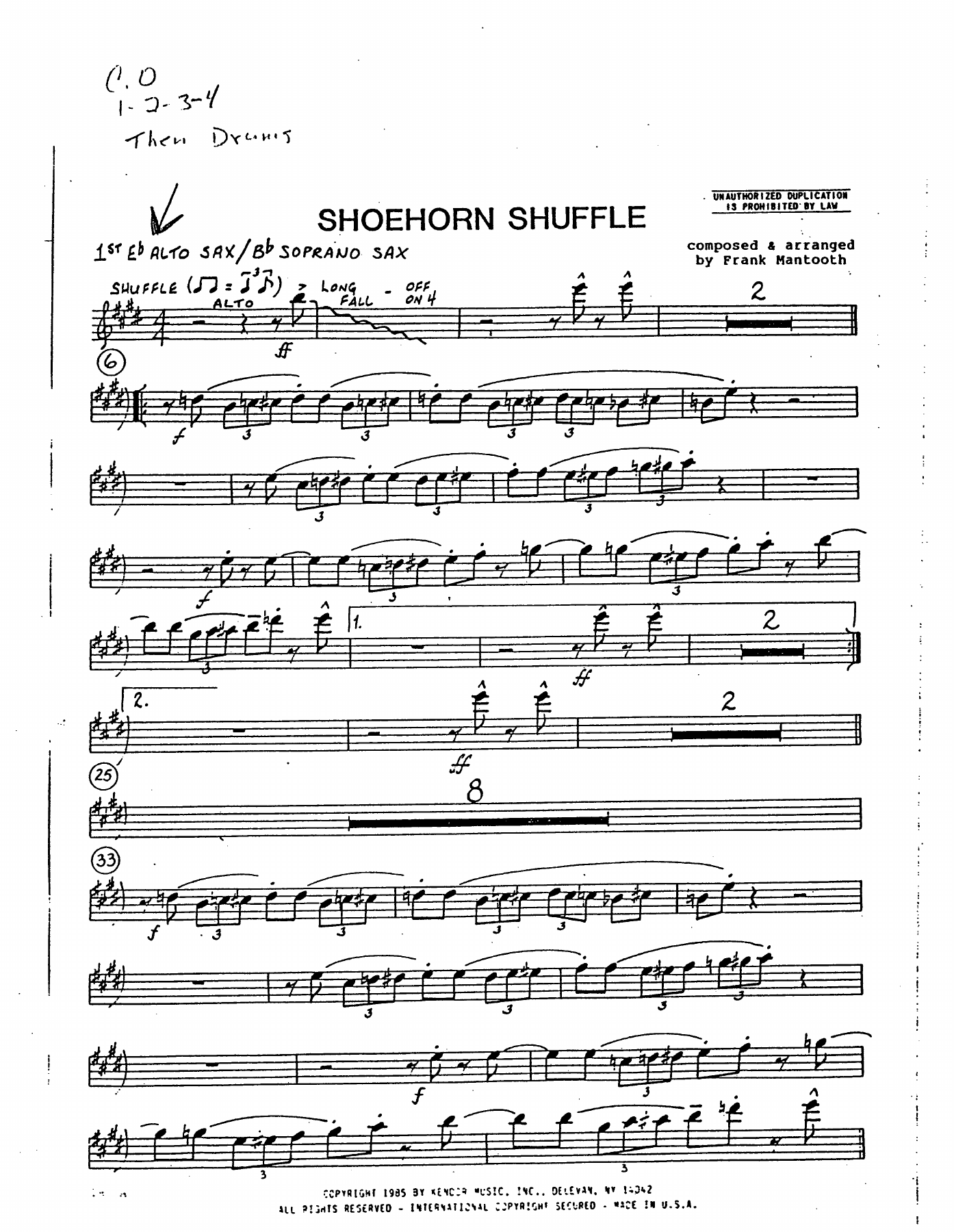 Shoehorn Shuffle — Big Band sheet music by F.Mantooth | Jazz Standard