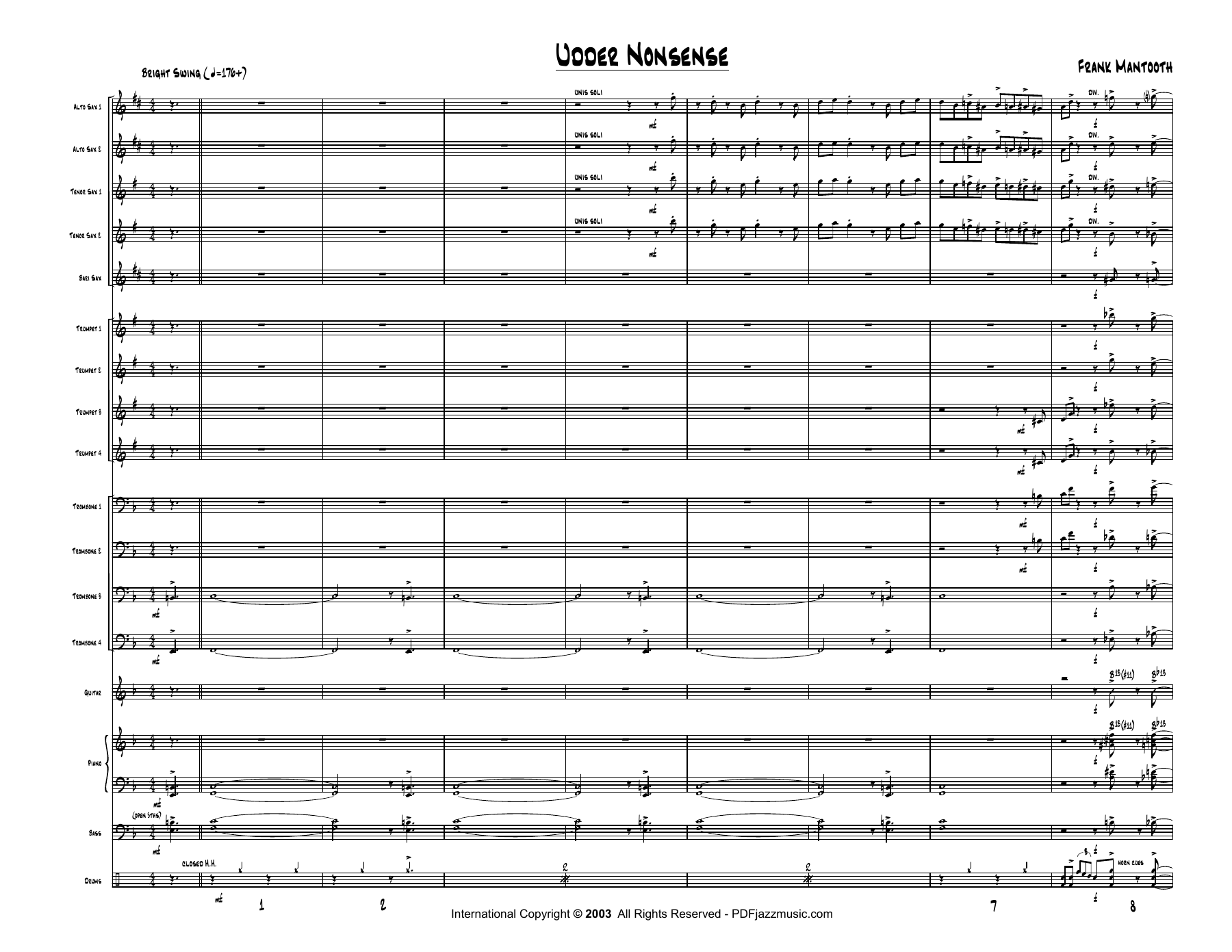 Udder Nonsense — Big Band sheet music by F.Mantooth | Jazz Standard