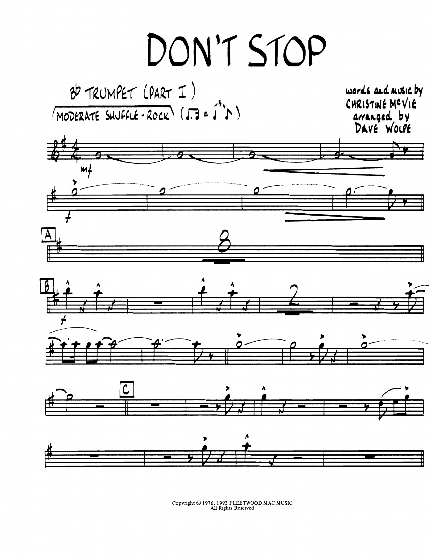 Don't Stop — sheet music preview