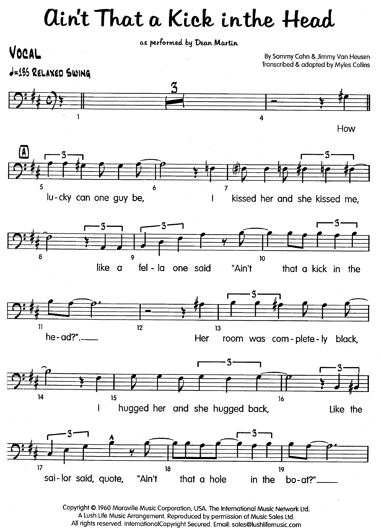 Ain't That A Kick In The Head (M.Collins) D.Martin — sheet music preview