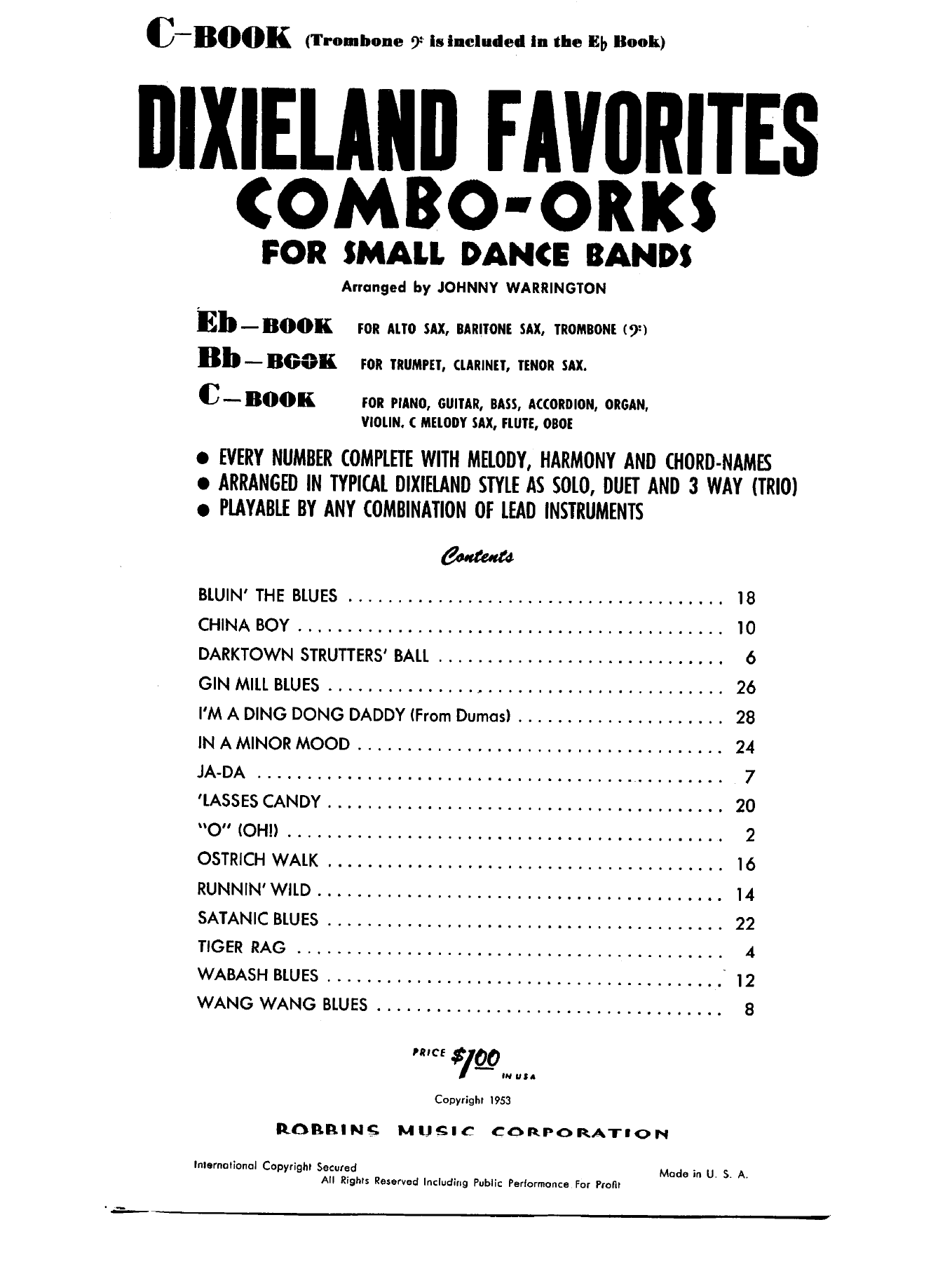 Robbin's Dixieland Favorites — Dixieland sheet music by J.Warrington | Dixieland